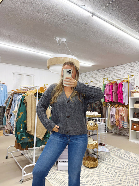 The Jane | Charcoal Sweater Cardigan