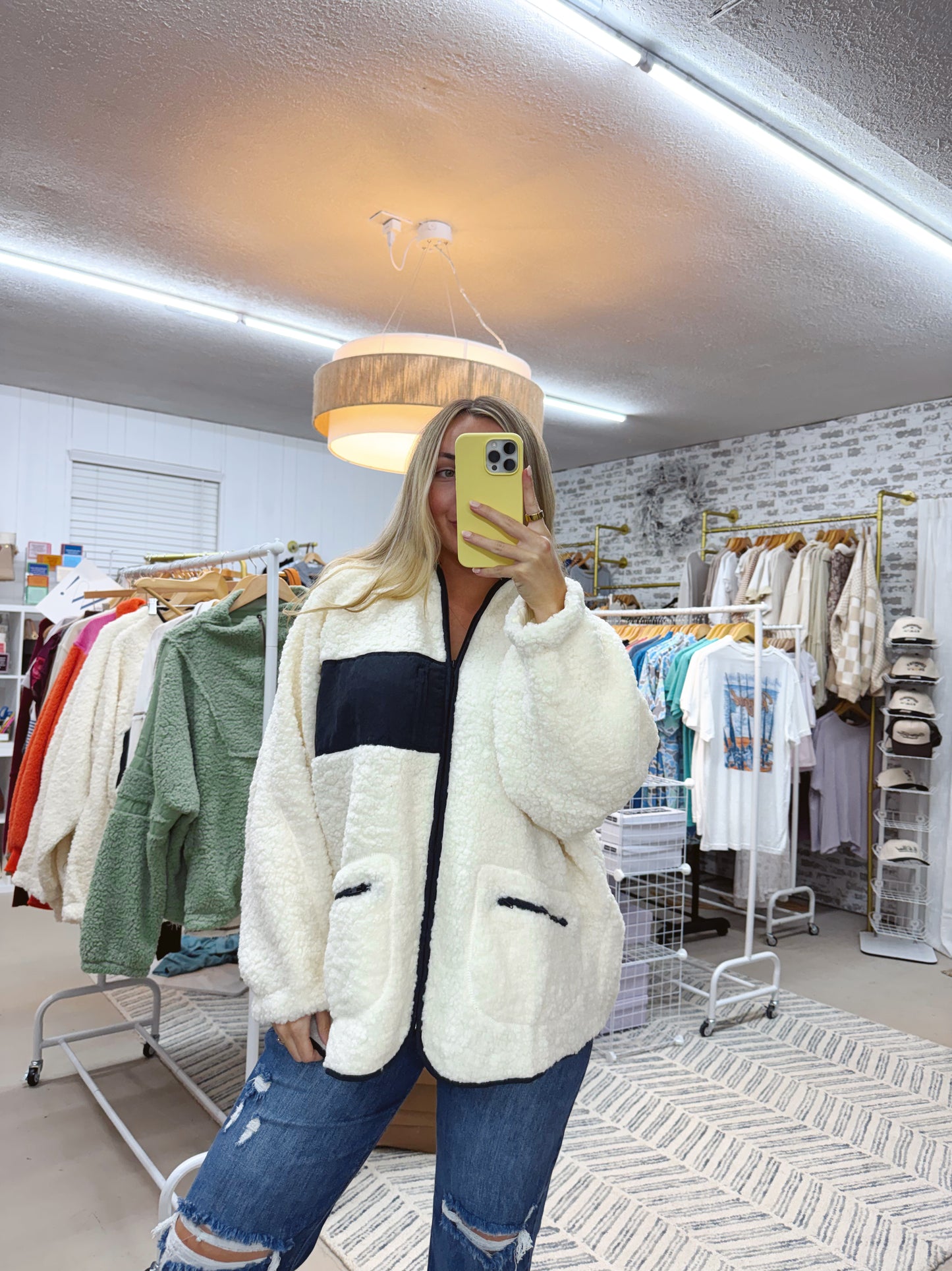 The Nelli | Cream and Black Trim Zip Up