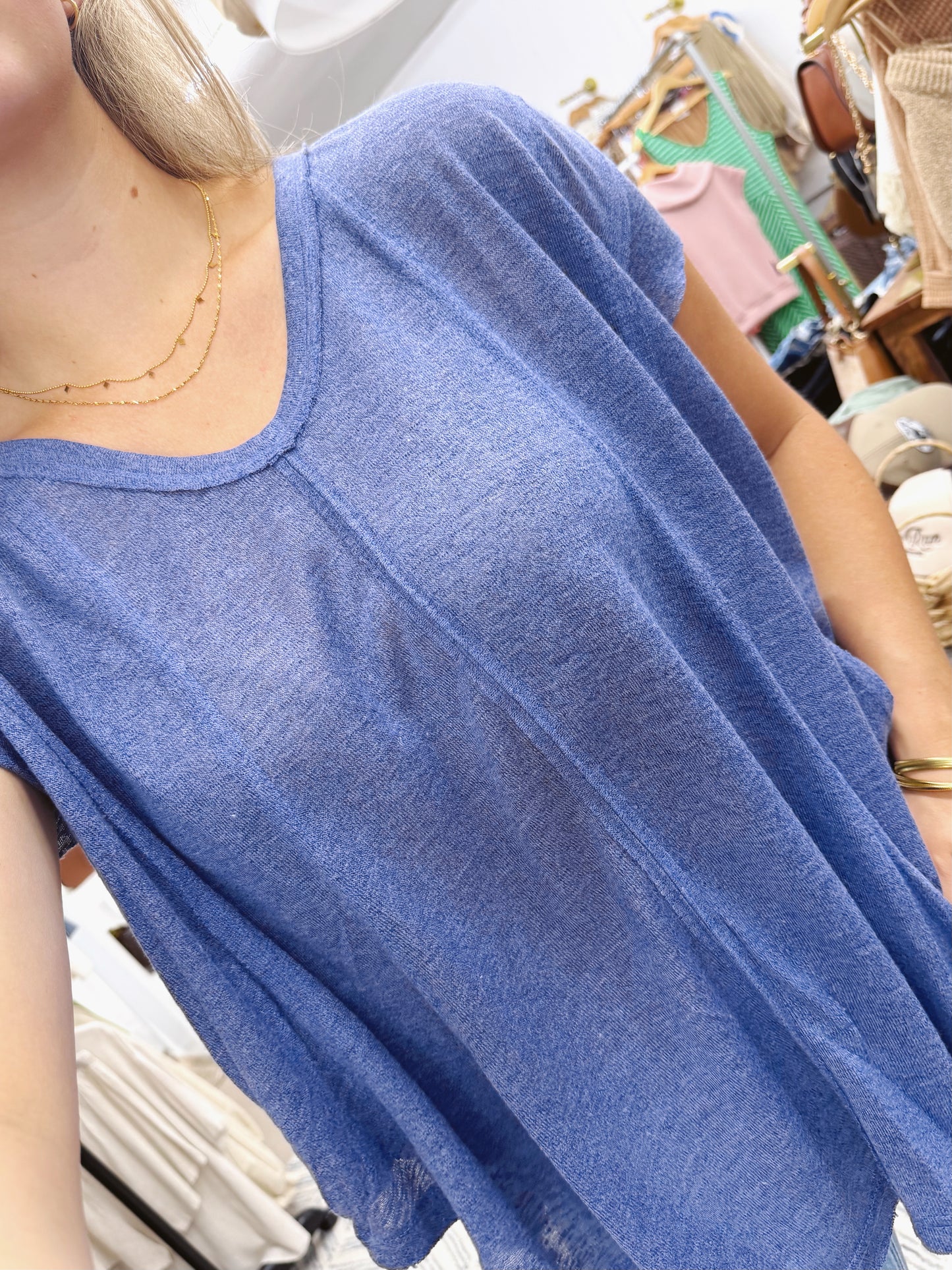 The Perry | Oversized Periwinkle Top