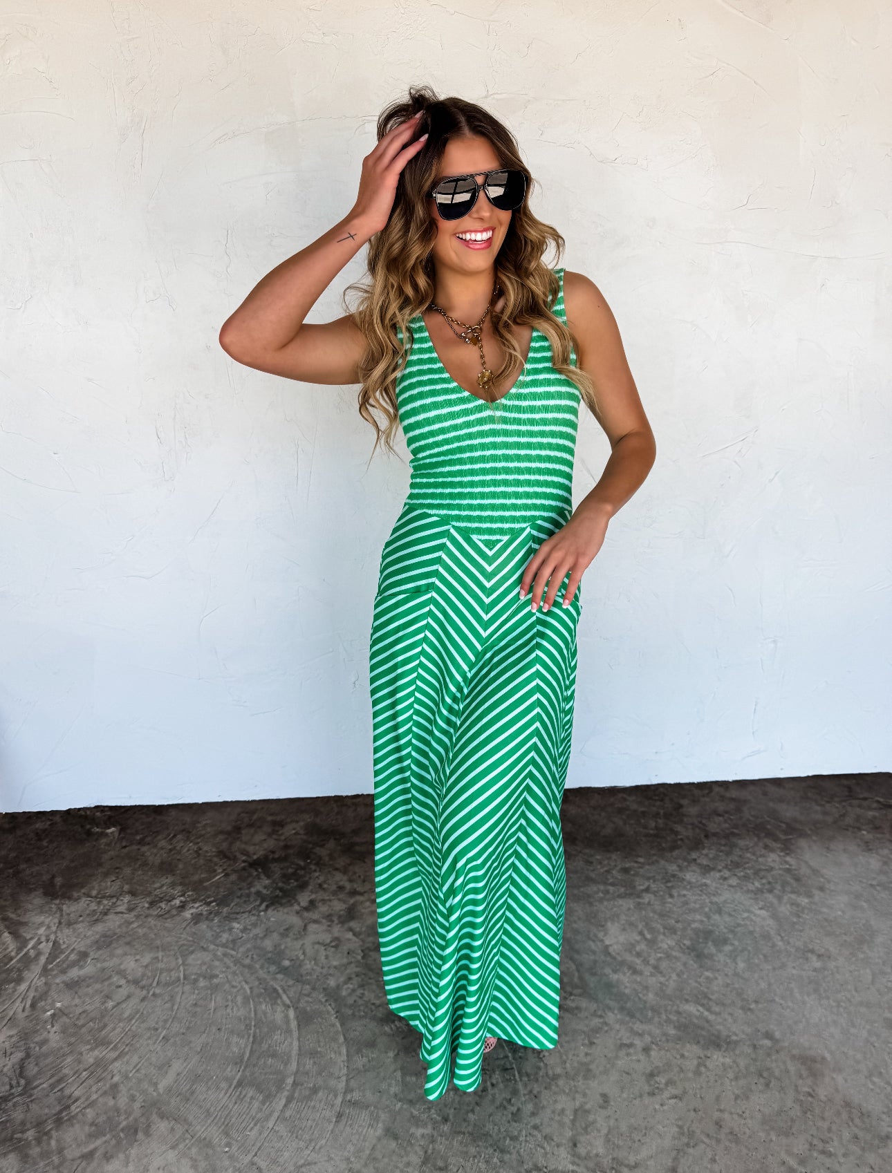 The Stripe Tank Dress | Green