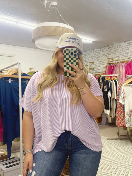 The Posie | Lavender Ribbed Pocket Tee