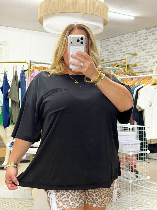 The Alex Ribbed Boyfriend Top | Black