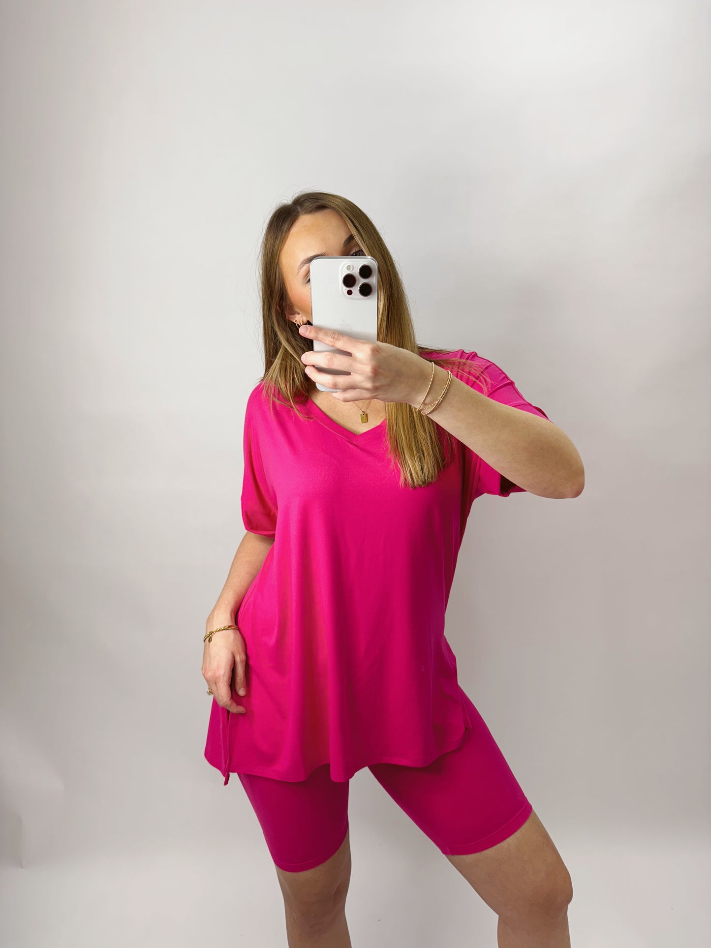 The Payton | Pink Biker Shorts Set