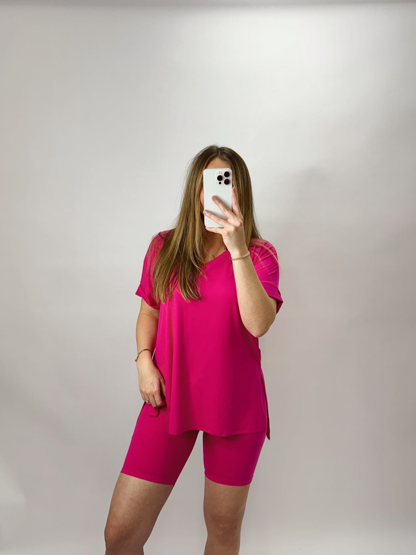 The Payton | Pink Biker Shorts Set