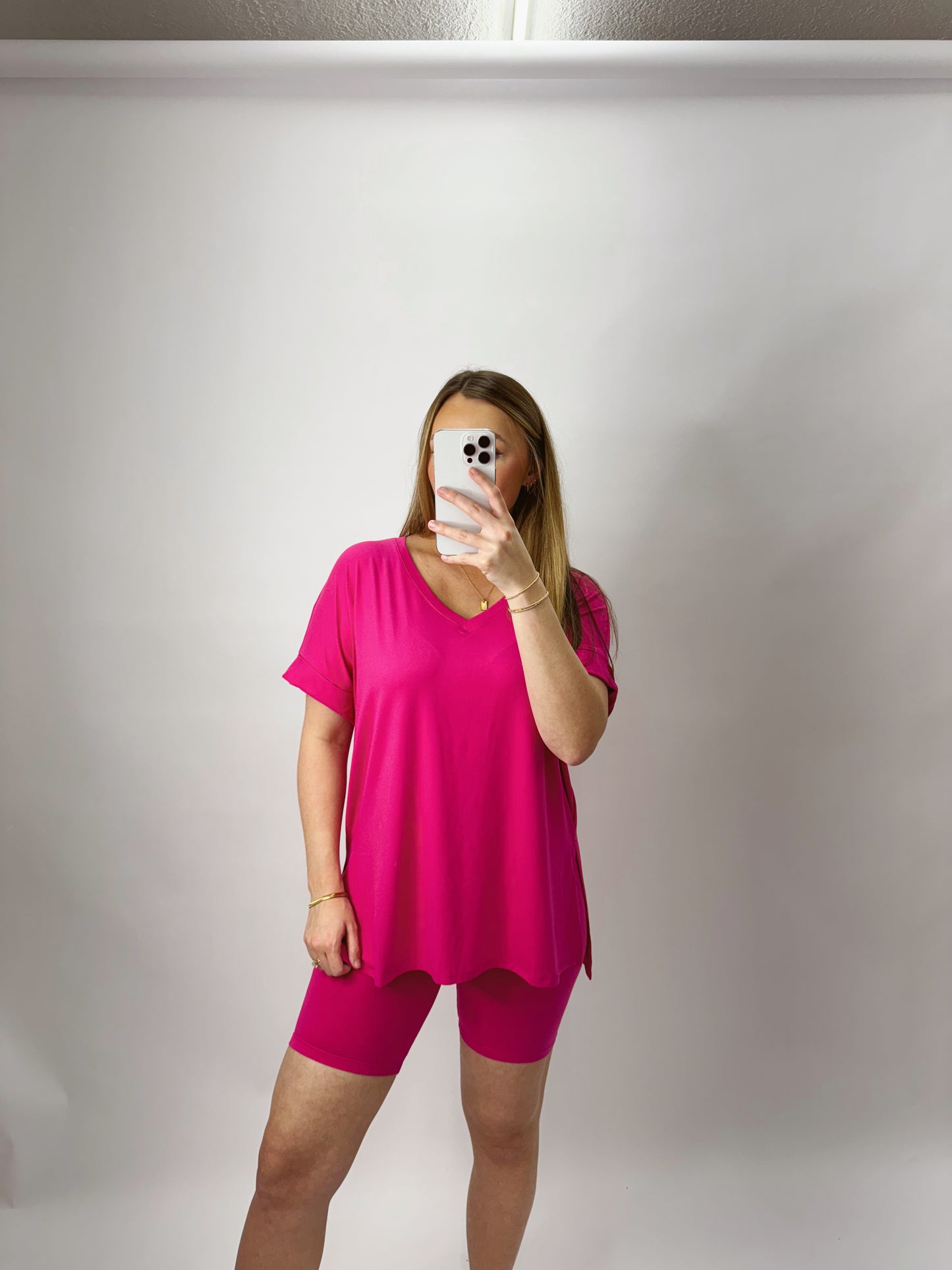 The Payton | Pink Biker Shorts Set