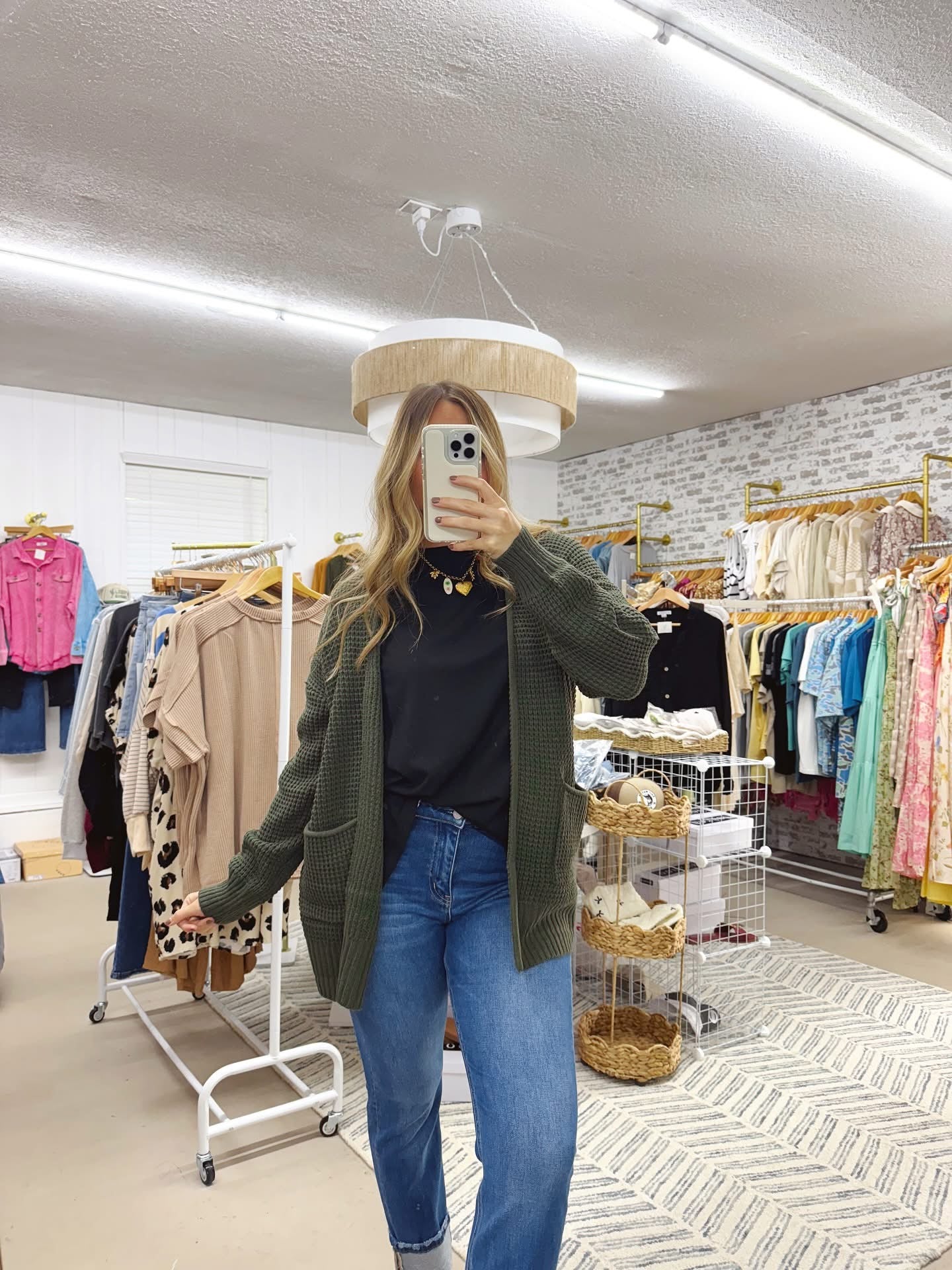 The Heidi | Olive Waffle Cardigan