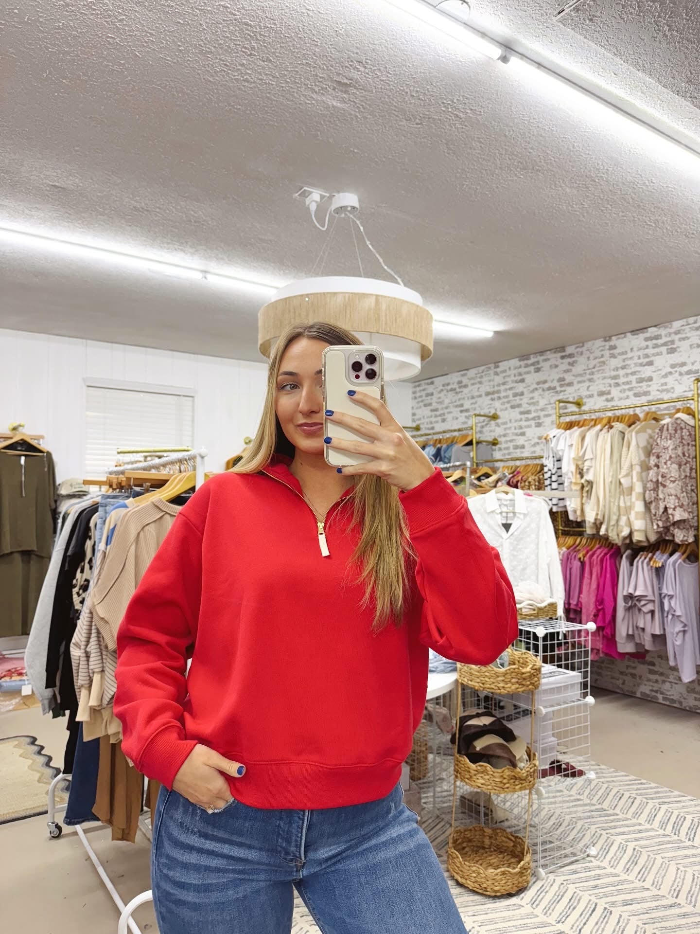 The Sommer | Red Quarter Zip Sweatshirt