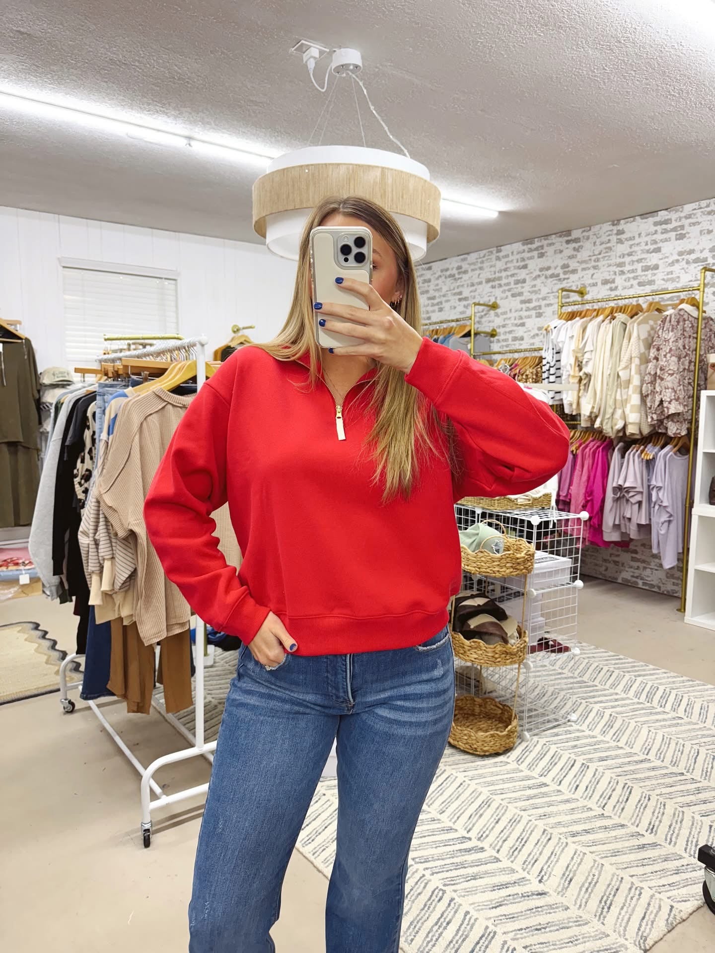 The Sommer | Red Quarter Zip Sweatshirt