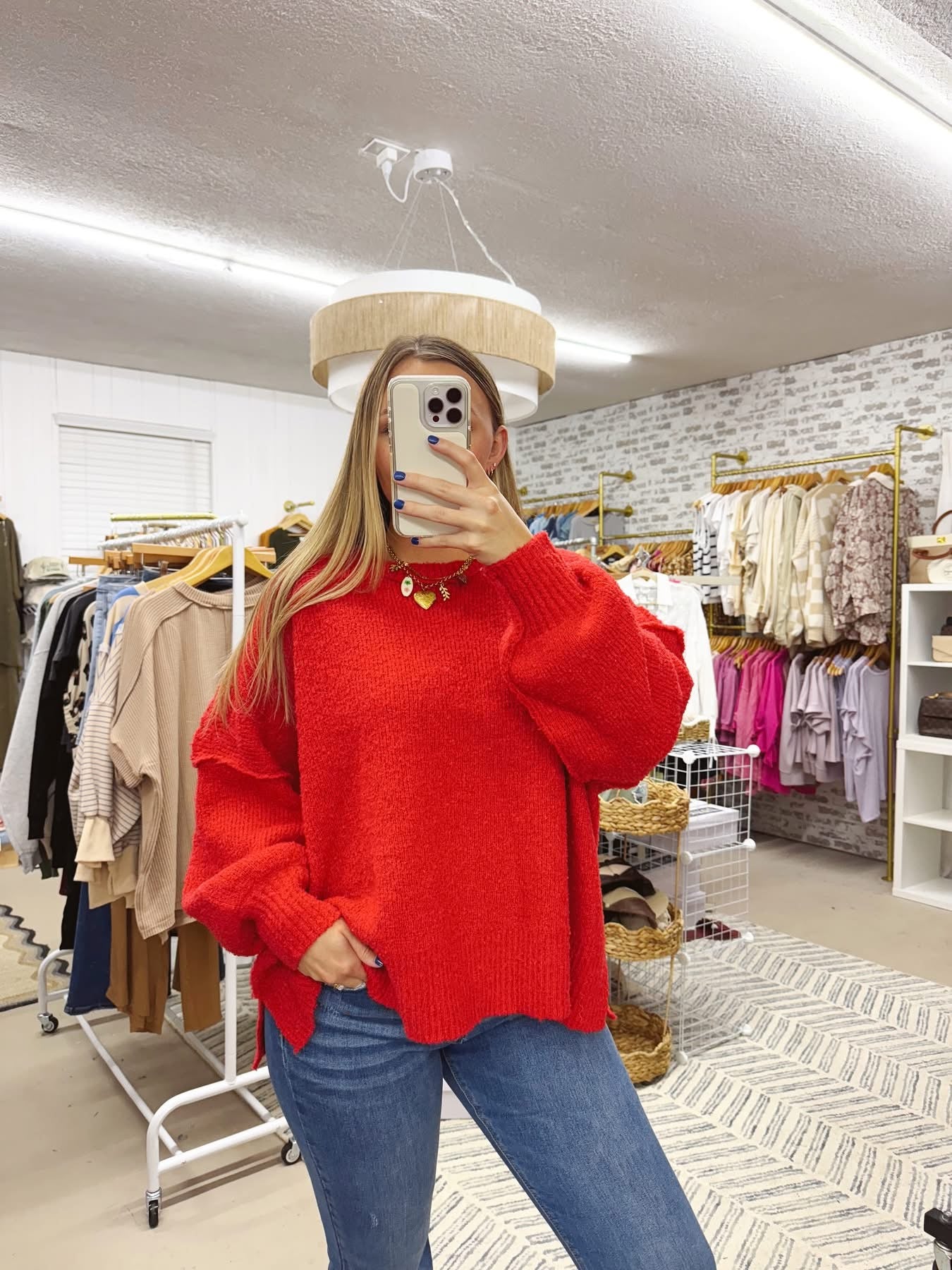 The Whitney | Oversized Red Sweater