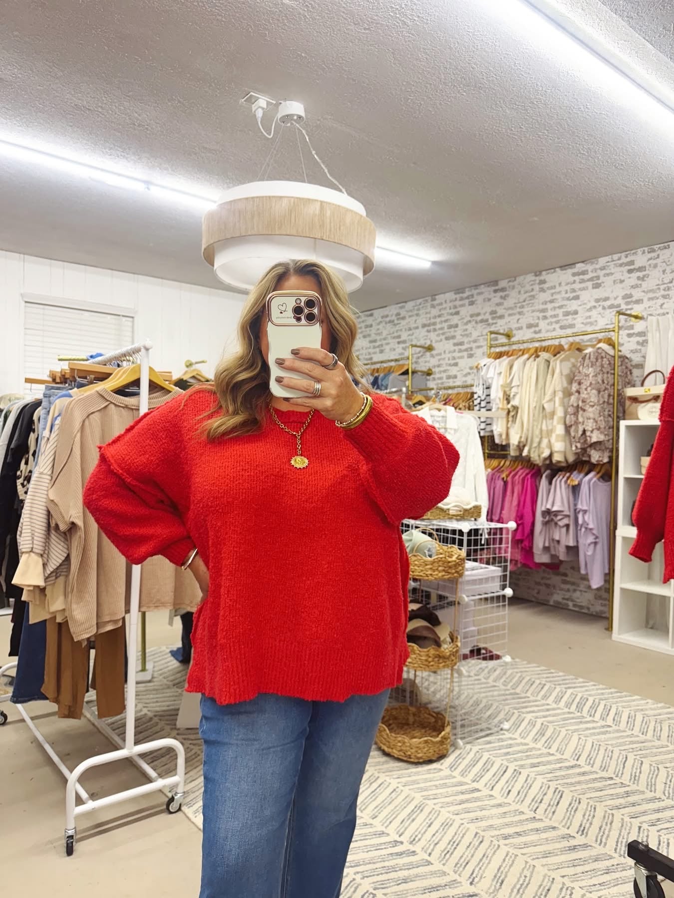 The Whitney | Oversized Red Sweater