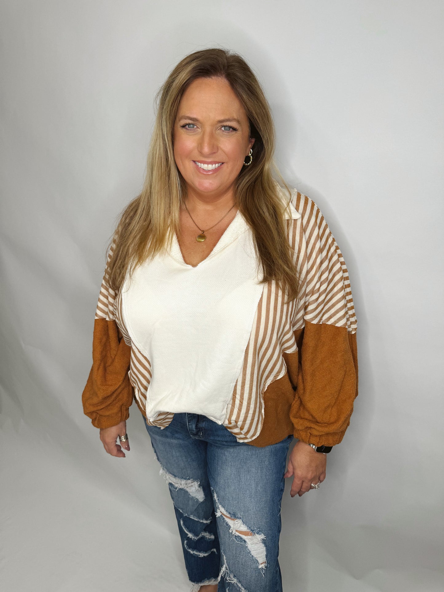 The Carmen | Oversized V Neck Top