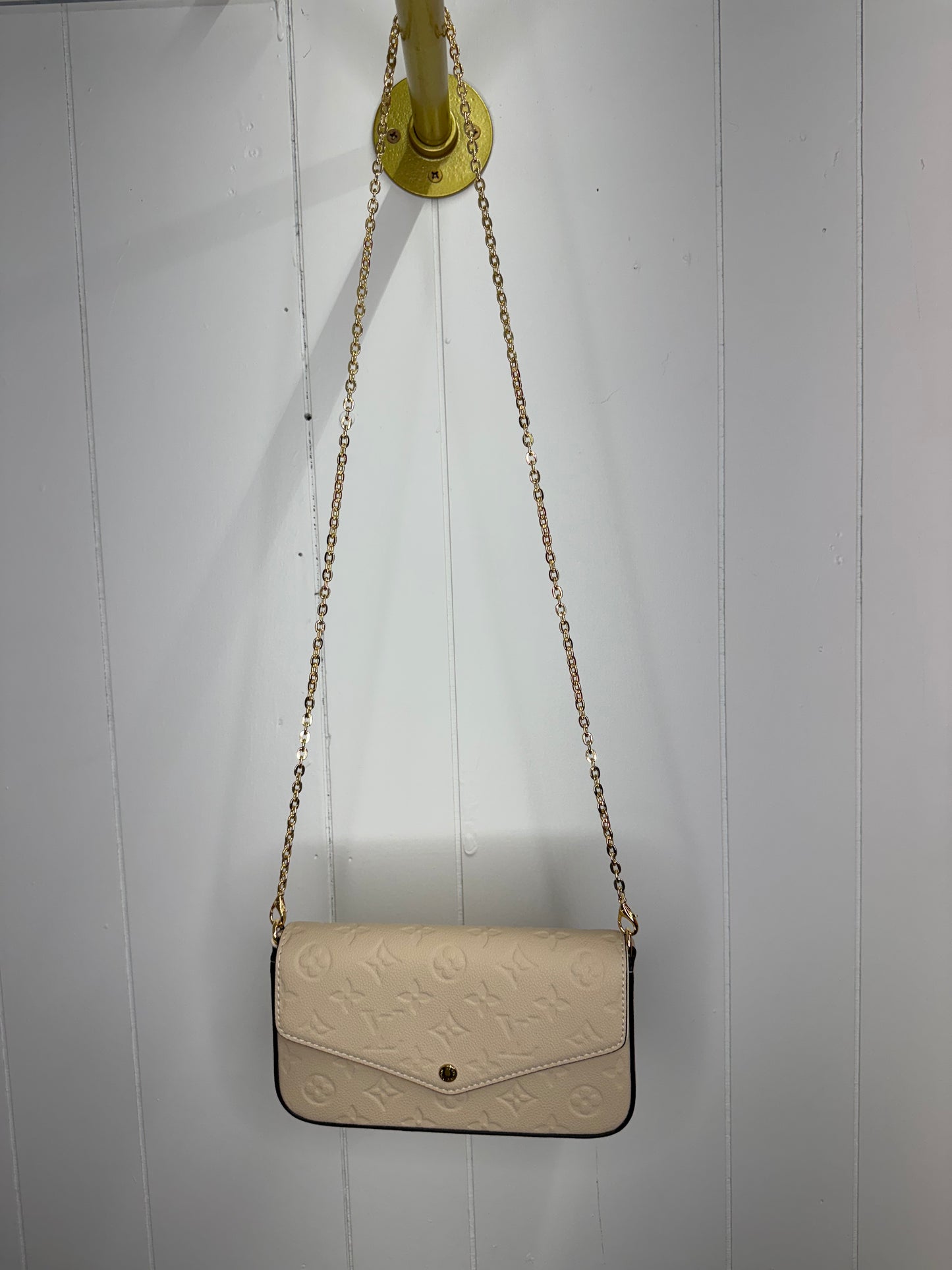 L/V Inspired Small Beige Embossed