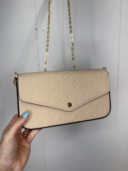 L/V Inspired Small Beige Embossed
