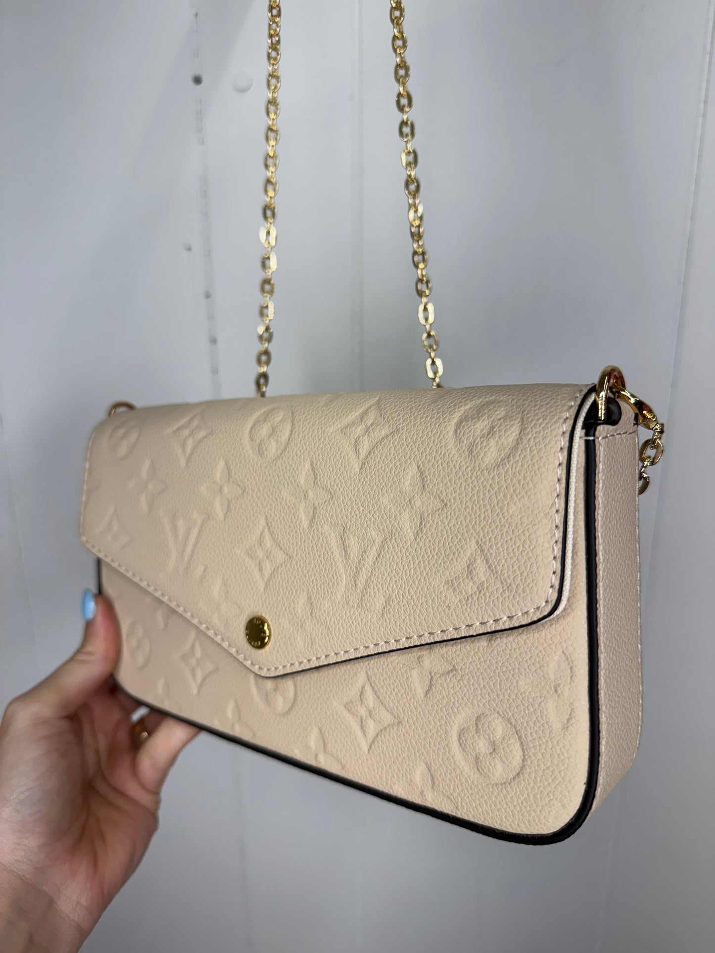 L/V Inspired Small Beige Embossed