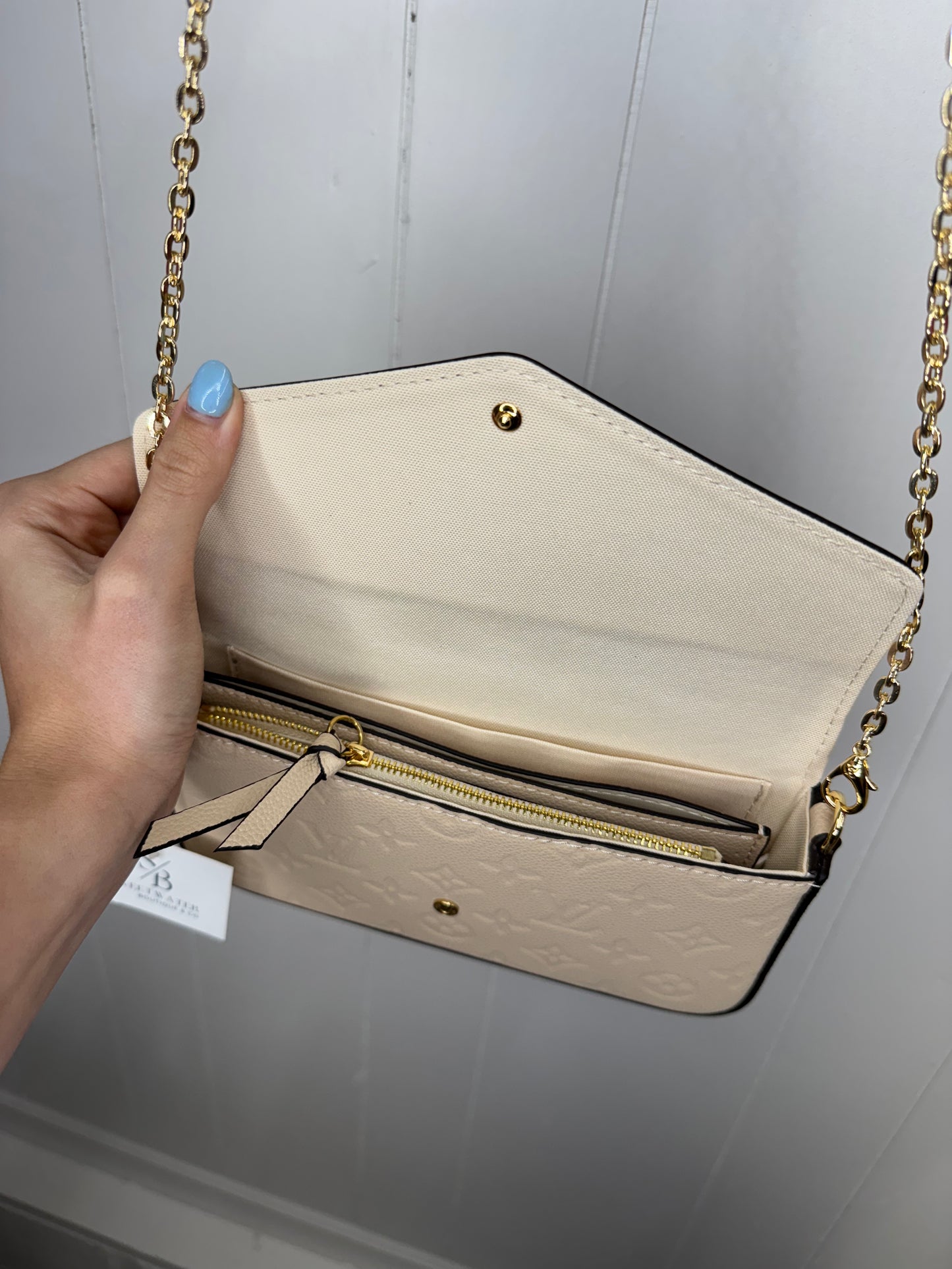 L/V Inspired Small Beige Embossed