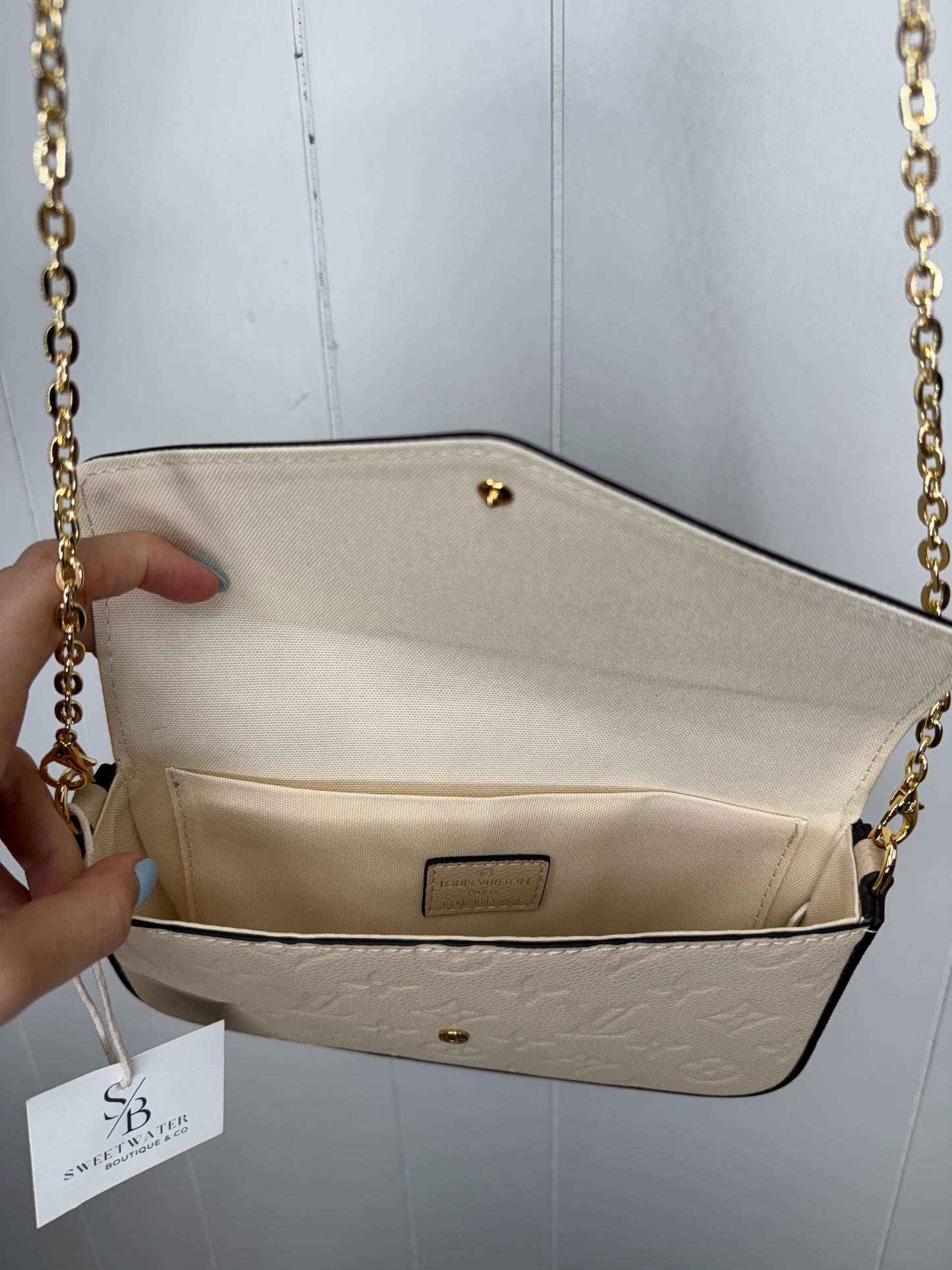 L/V Inspired Small Beige Embossed