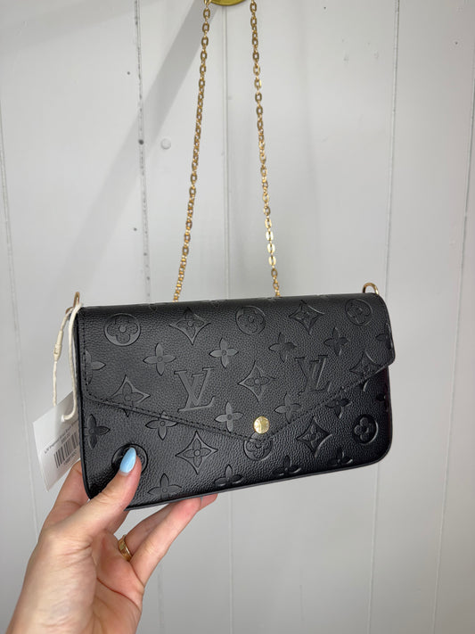 L/V Inspired Small Black Embossed