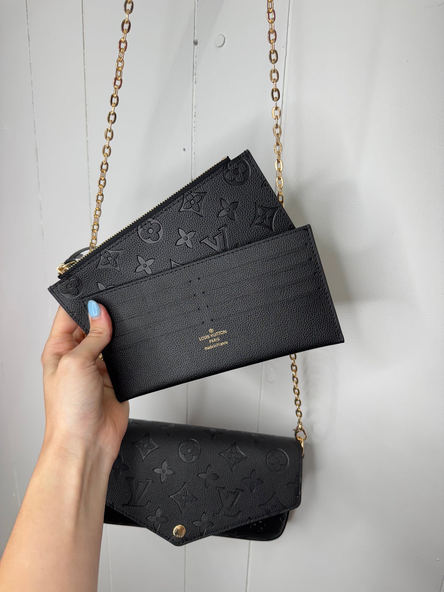 L/V Inspired Small Black Embossed