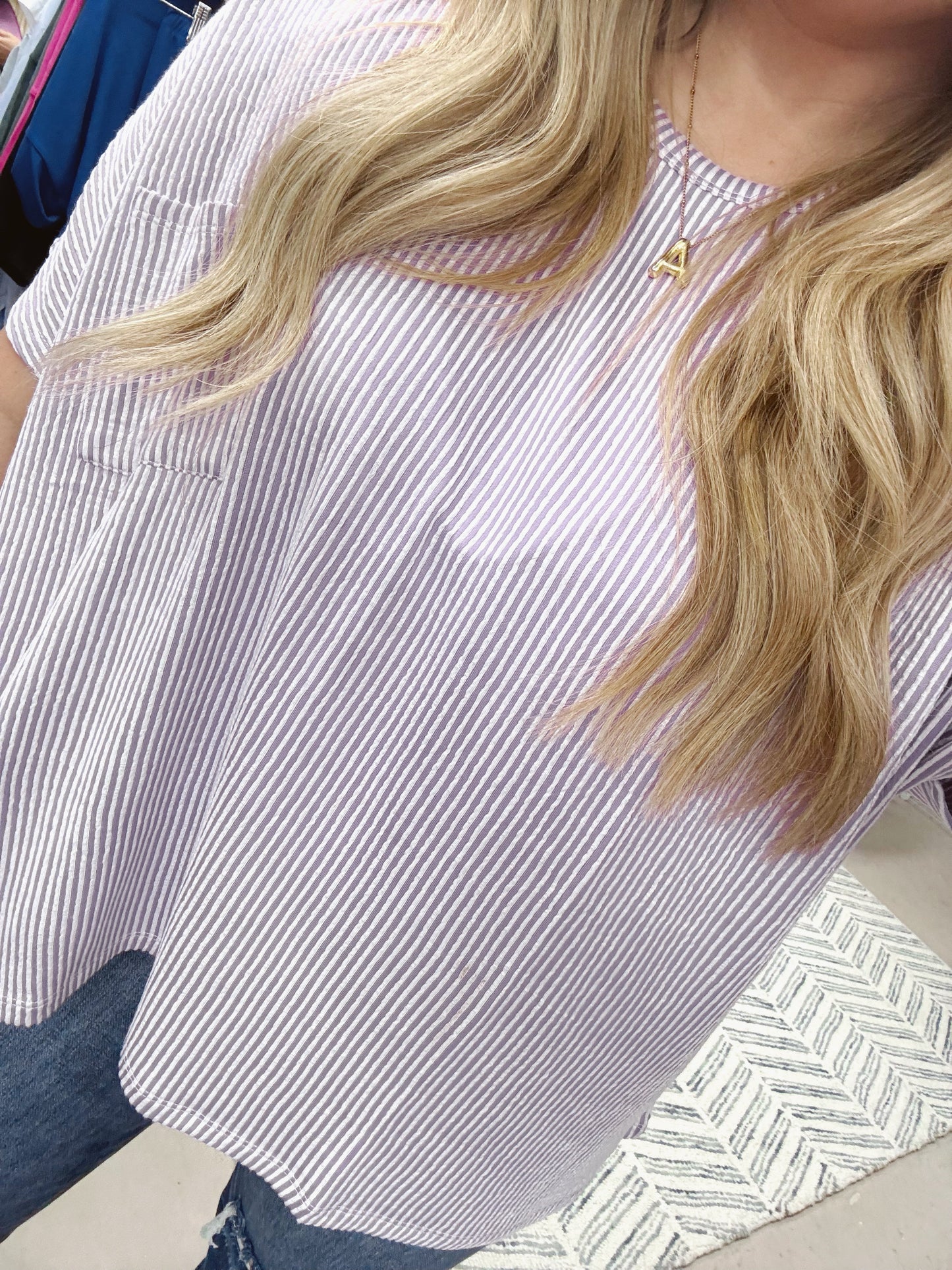 The Posie | Lavender Ribbed Pocket Tee