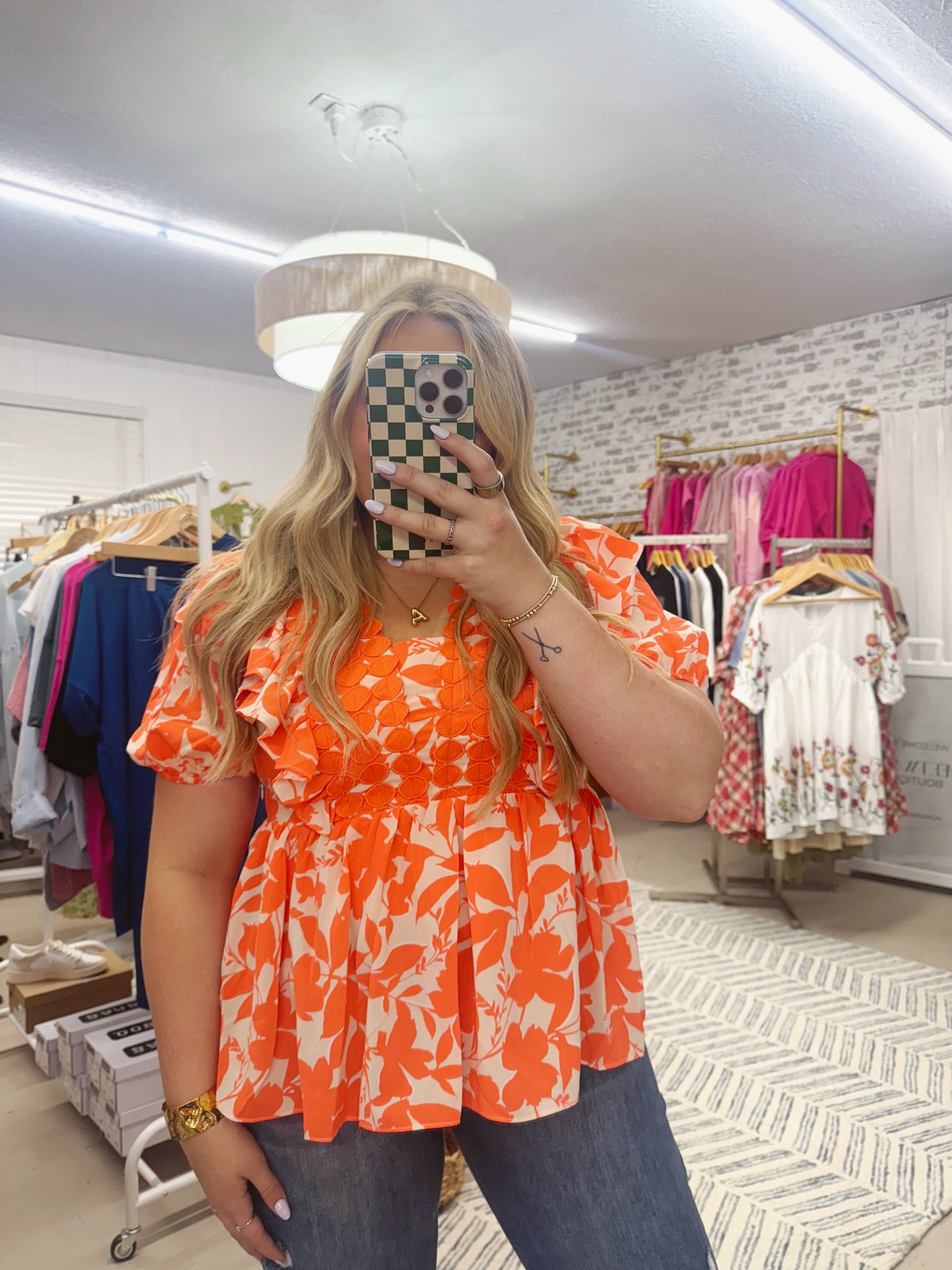 The Clarissa | Orange Floral Blouse