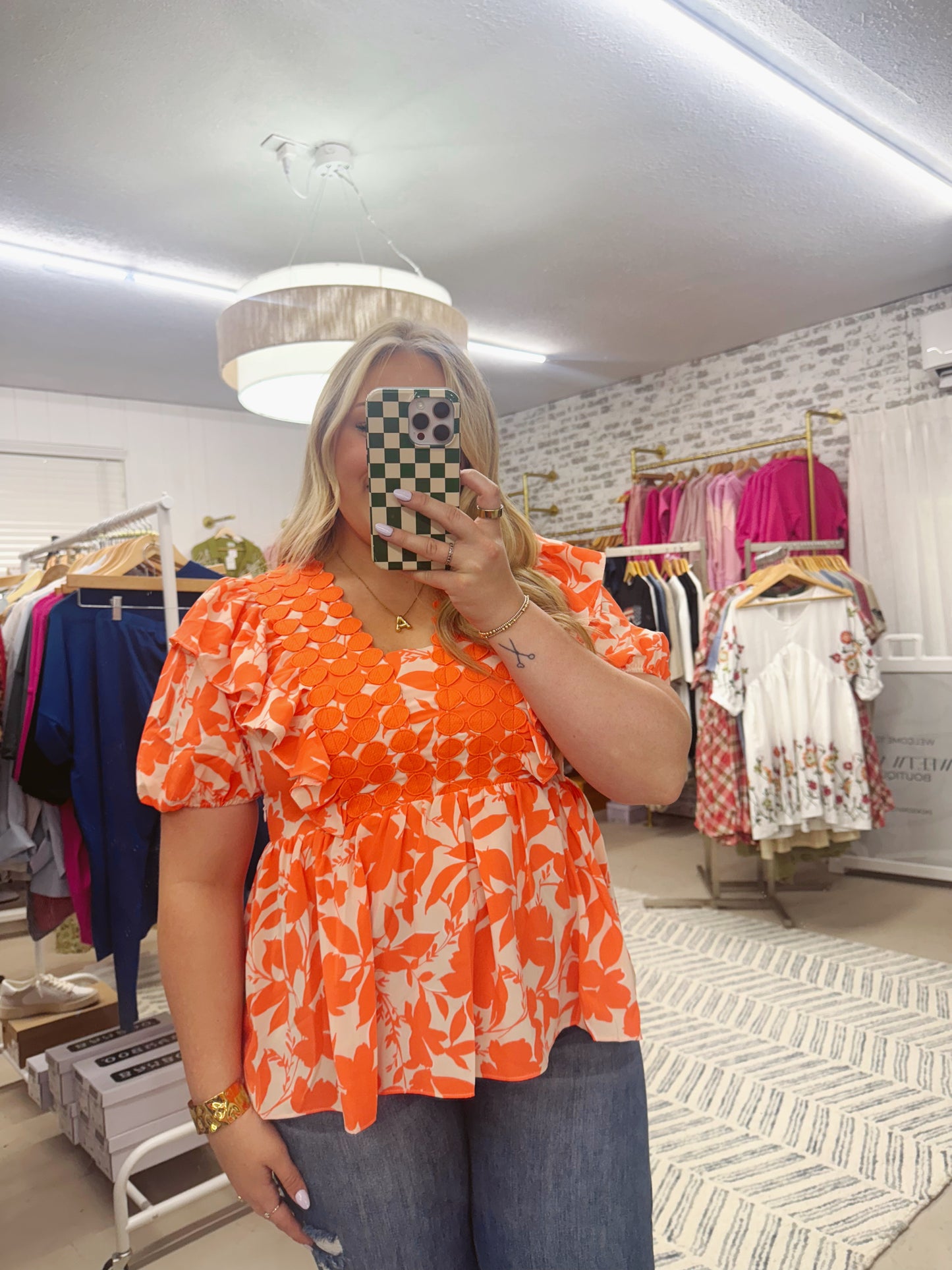 The Clarissa | Orange Floral Blouse