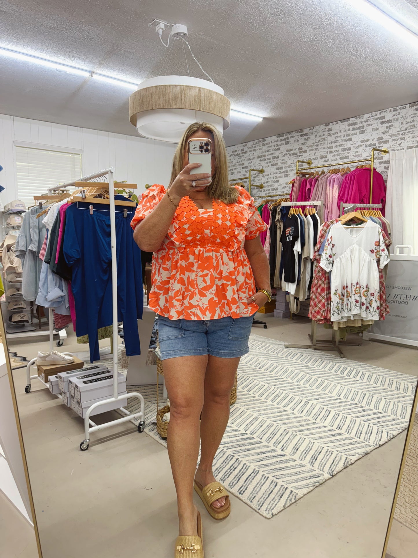 The Clarissa | Orange Floral Blouse