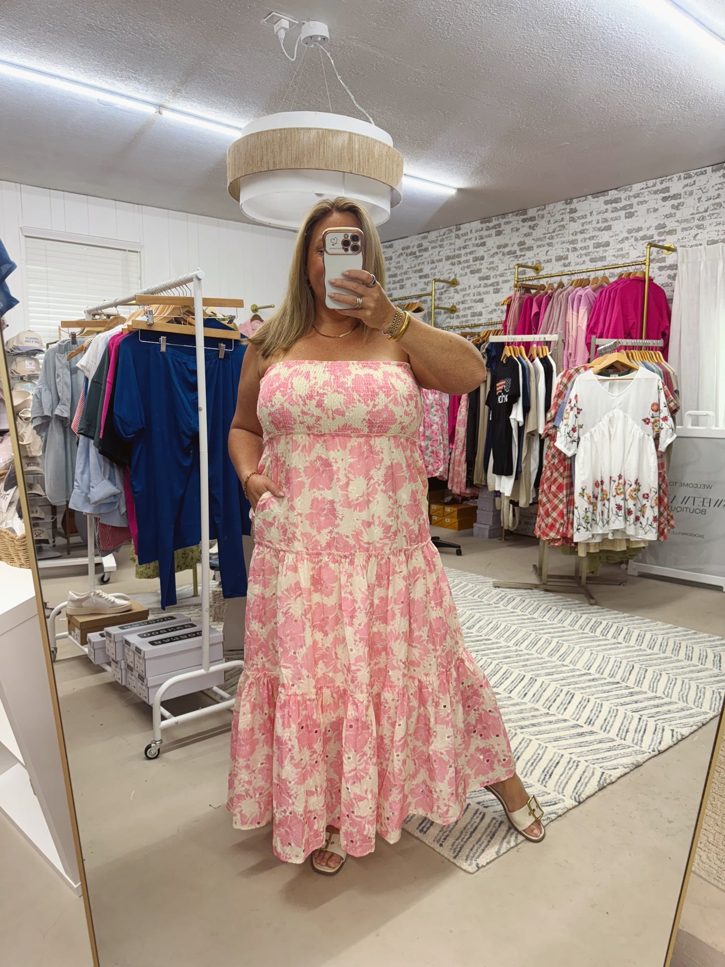 The Rachel | Pink Floral Maxi Dress