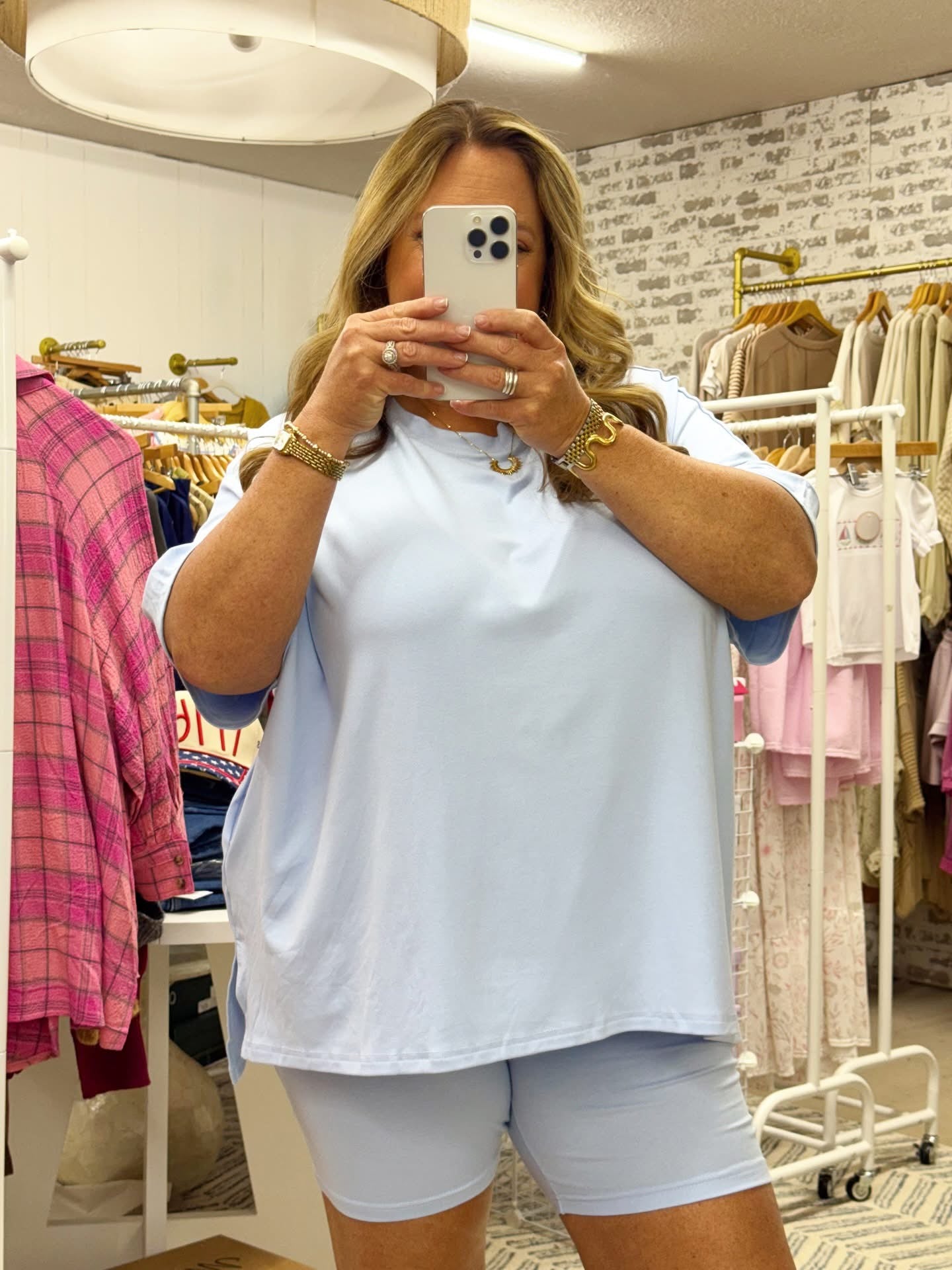 The Hayden | Blue Oversized Biker Shorts Set