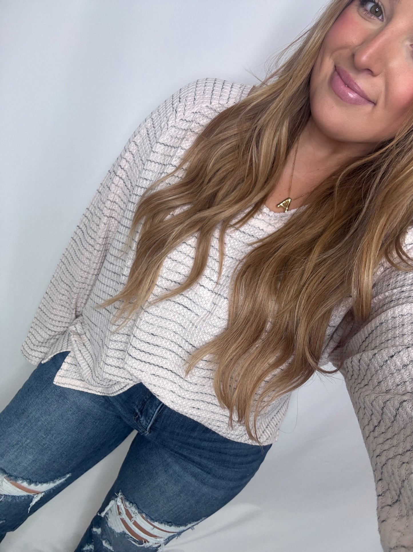 The Nicole | Long Sleeve Waffle Top