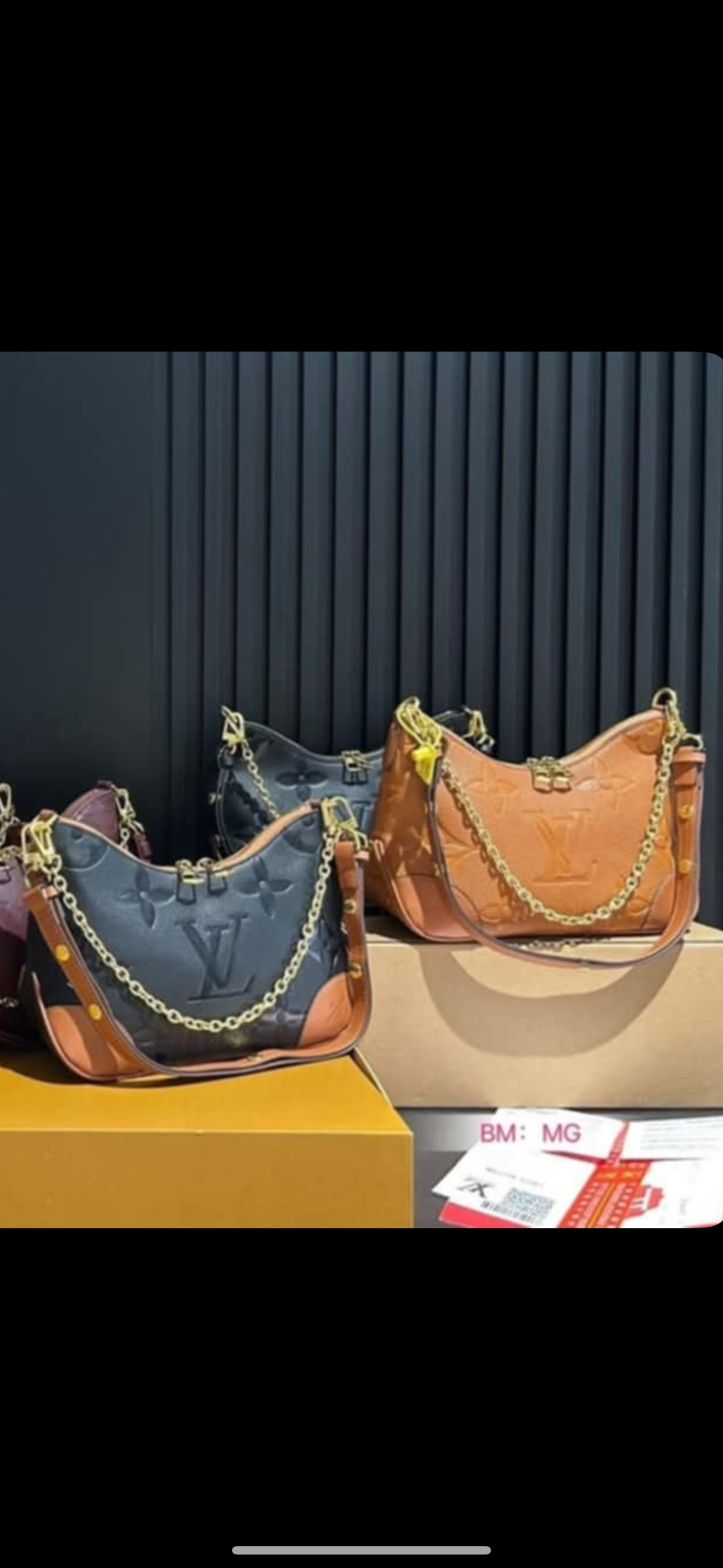 L/V Inspired Structured Embossed Shoulder Bag