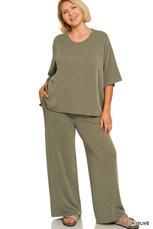 *PRE ORDER* The MVP Ribbed Pants Set | Olive
