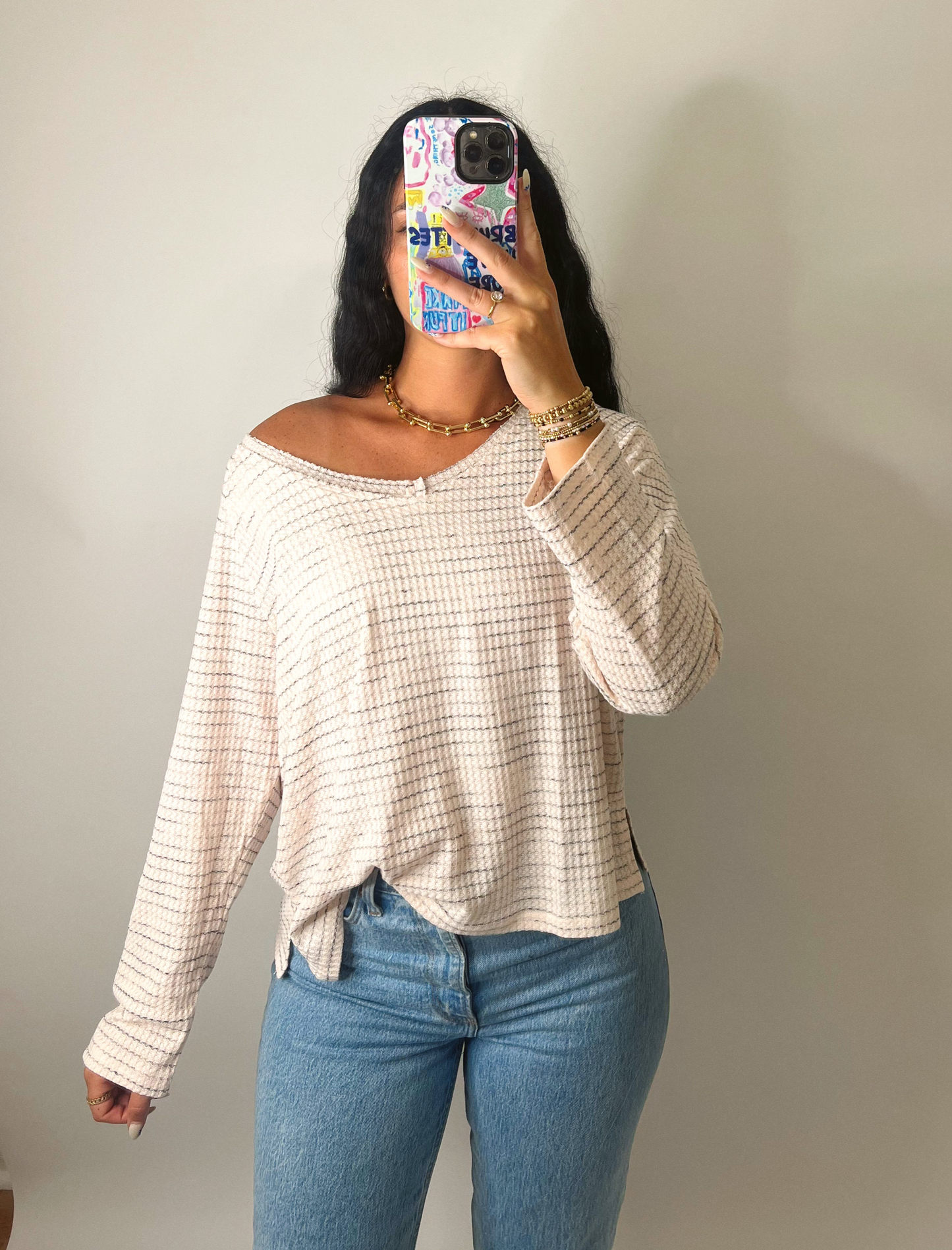The Nicole | Long Sleeve Waffle Top