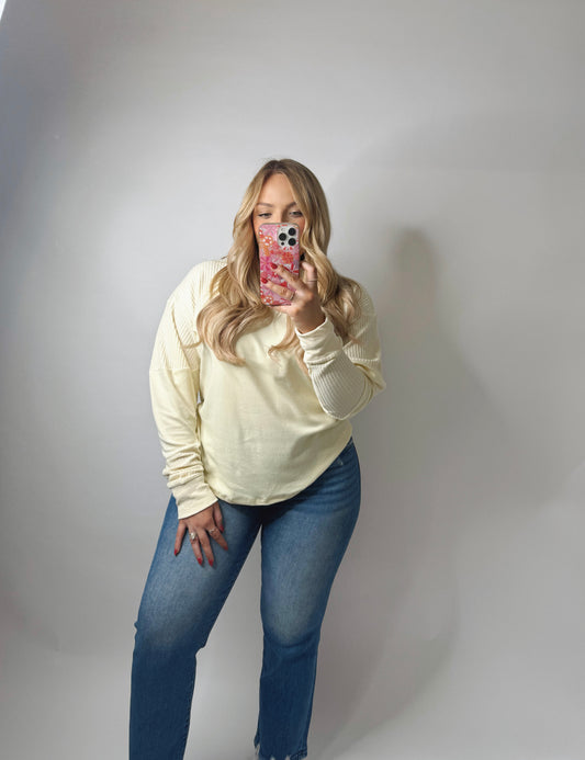 The Breanne | Waffle Patchwork Long Sleeve