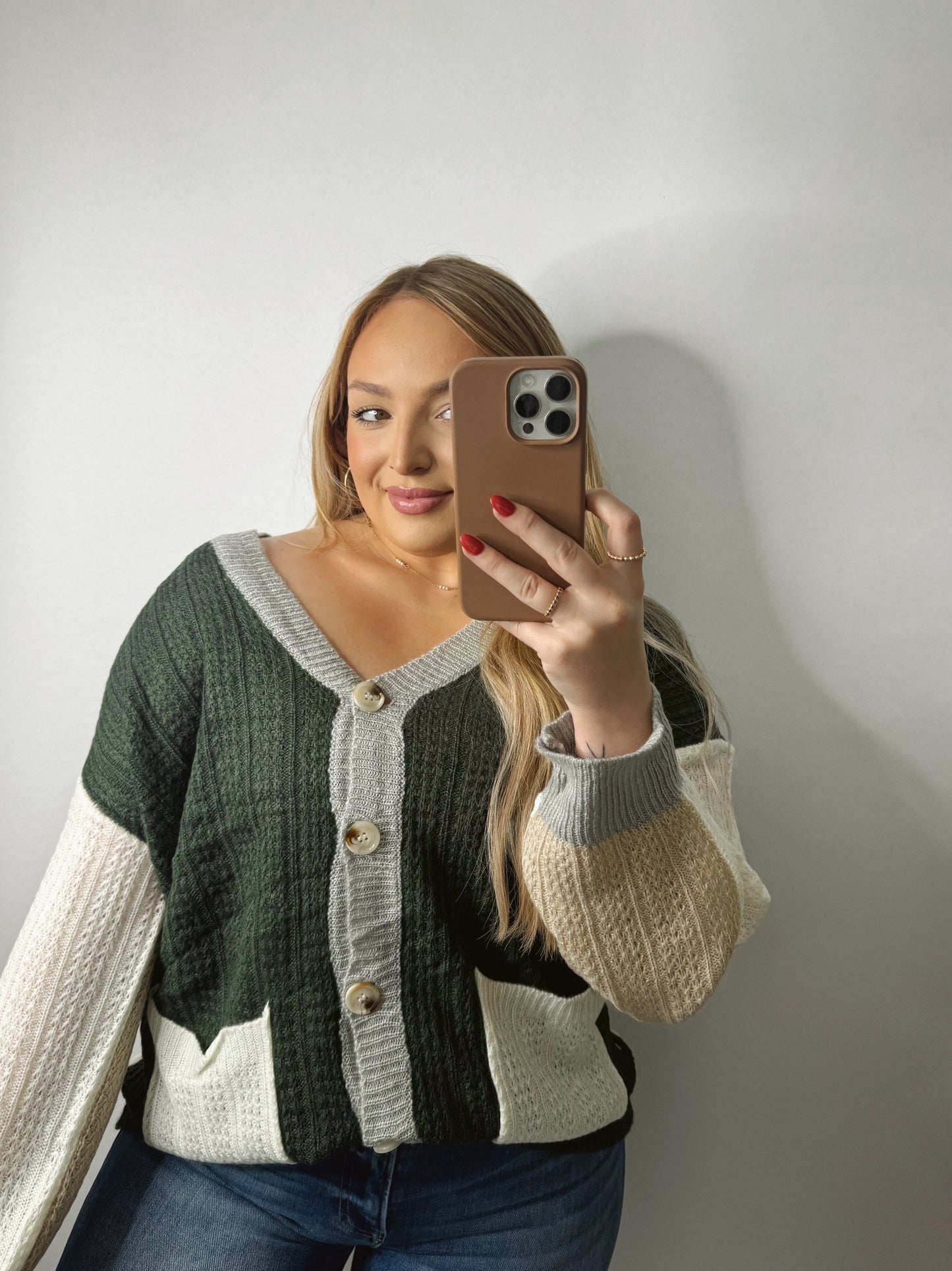 The Aimee | Charcoal Button Up Sweater