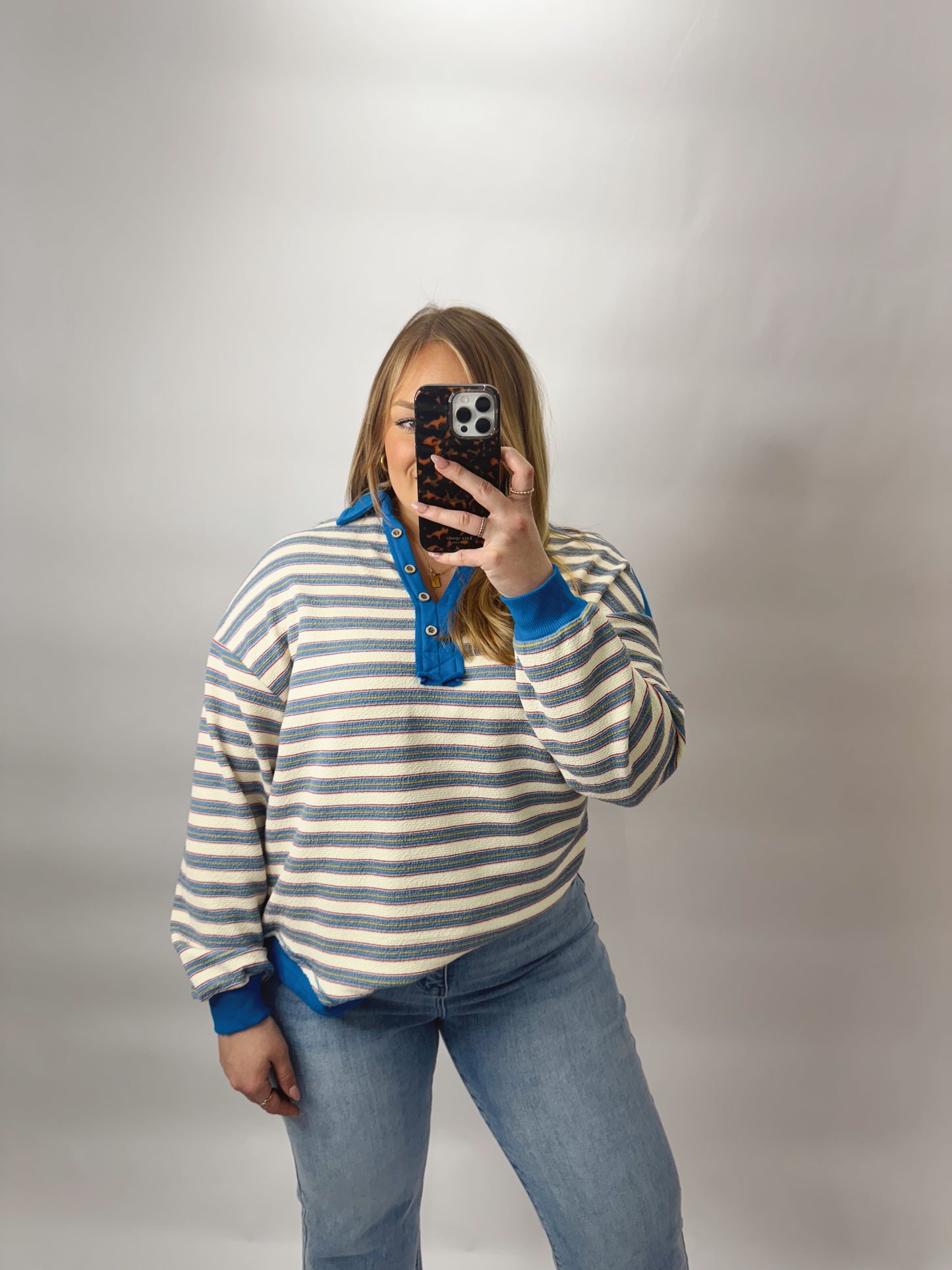 The Alyssa | Blue and White Stripe Top