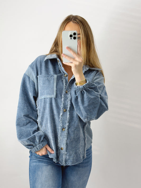 The Stella | Blue Button Up Shacket