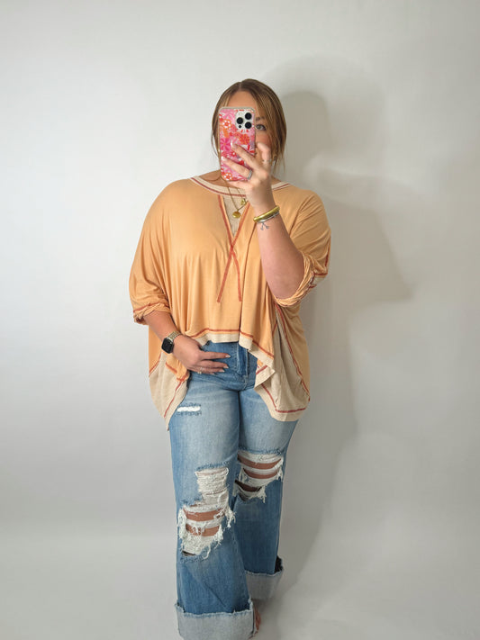 The Missy | Oversized Orange Contrast Top
