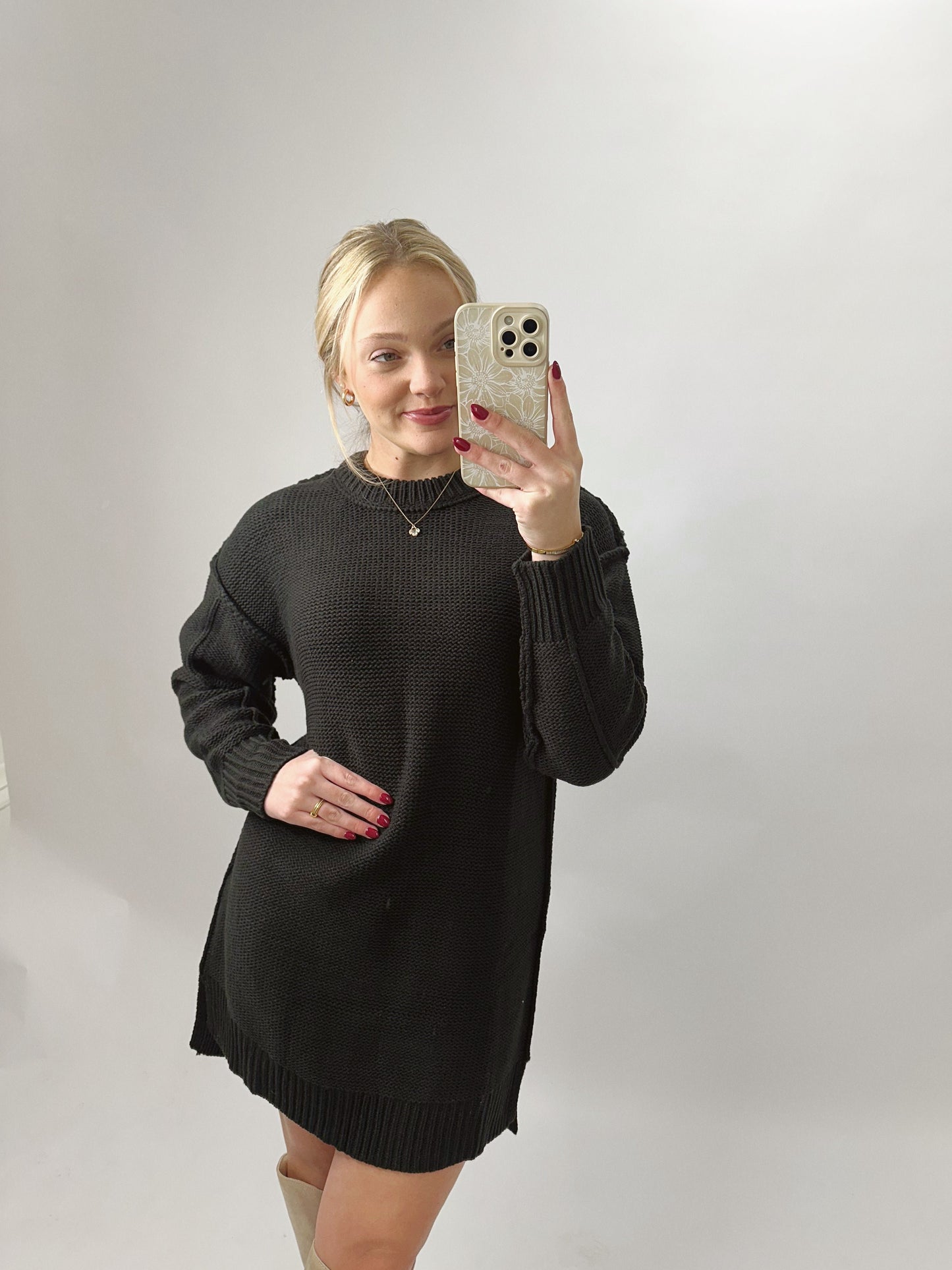 The Rebecca | Black Sweater Dress