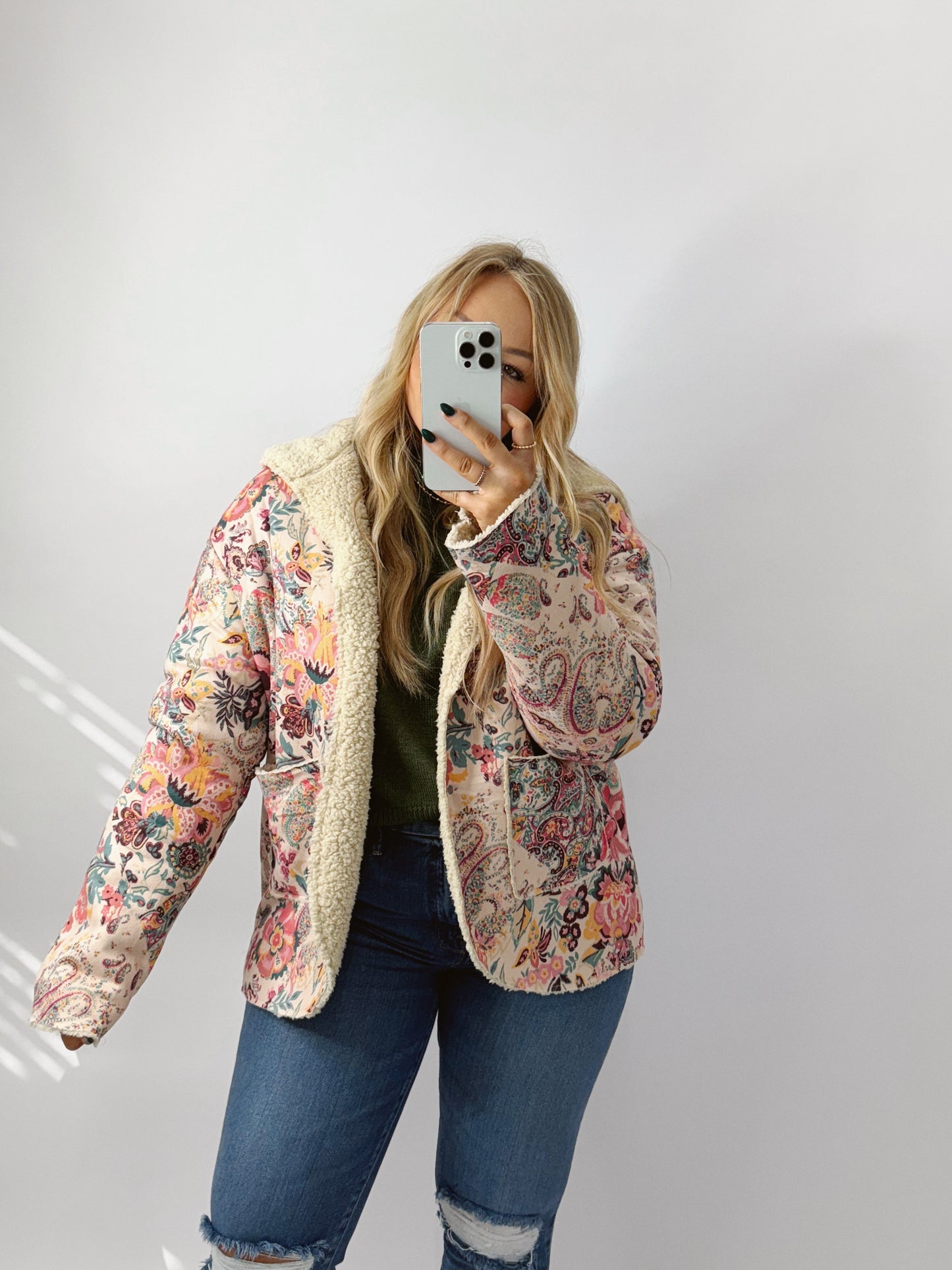 The Paisley | Floral Sherpa Jacket