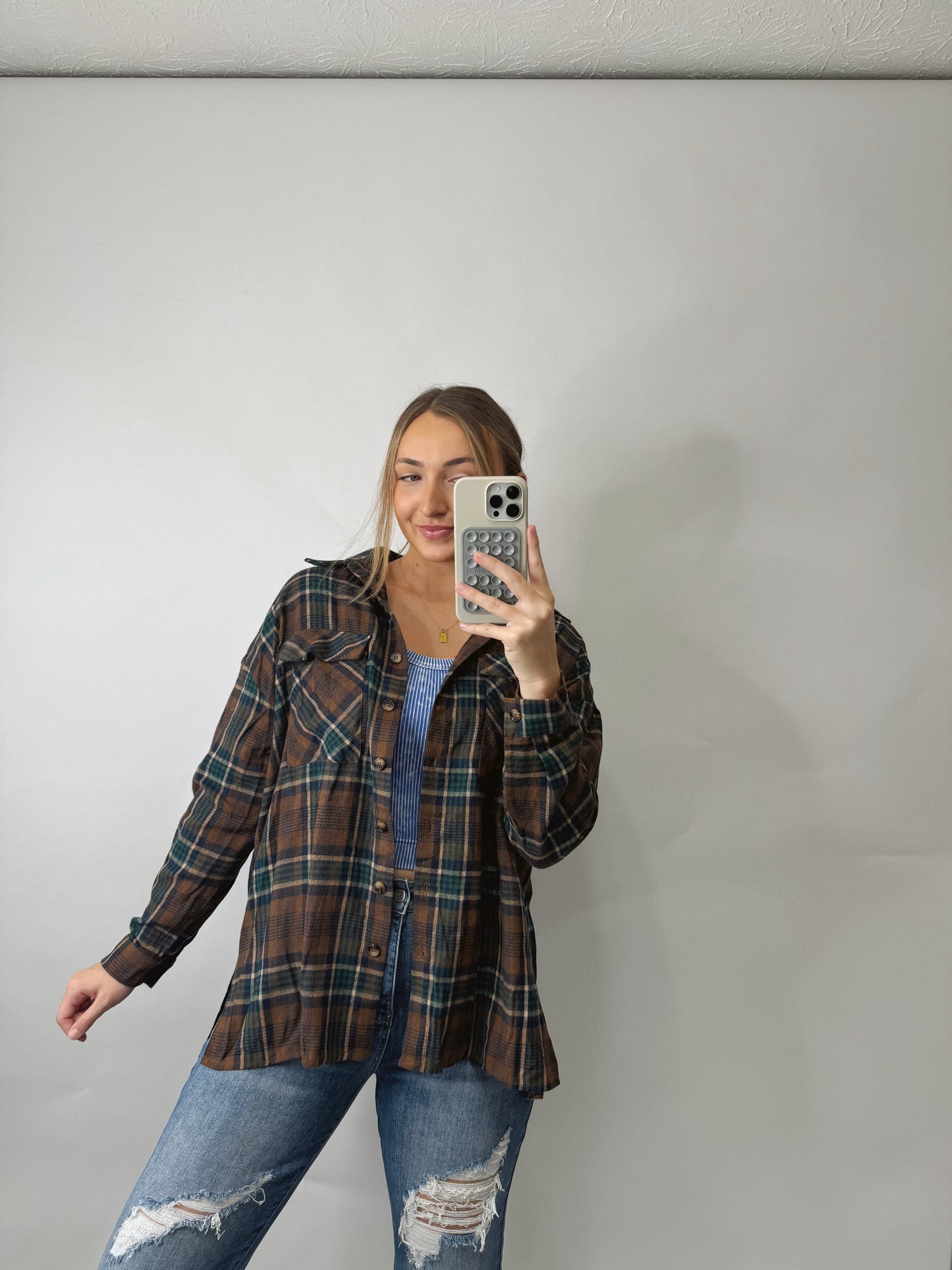 The Jackie | Brown and Green Flannel