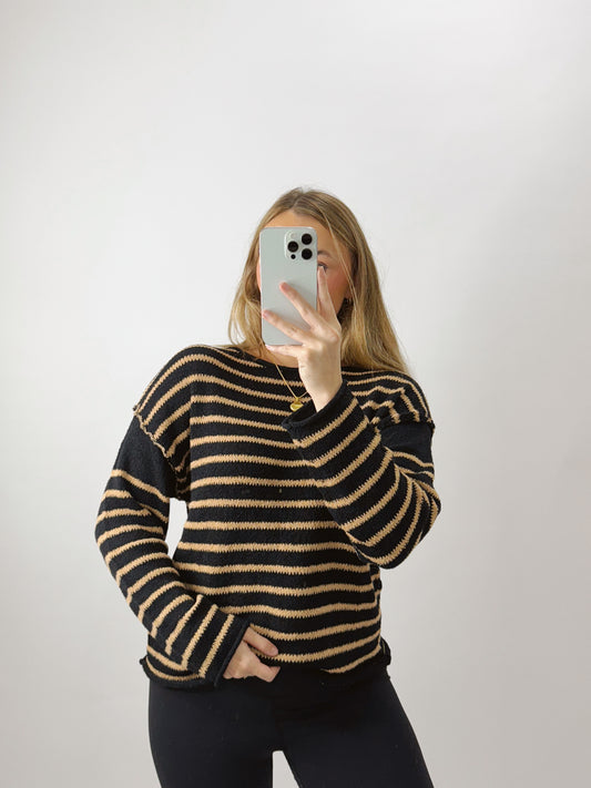 The Parker | Brown and Black Striped Sweater