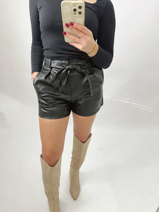 Black Leather Shorts