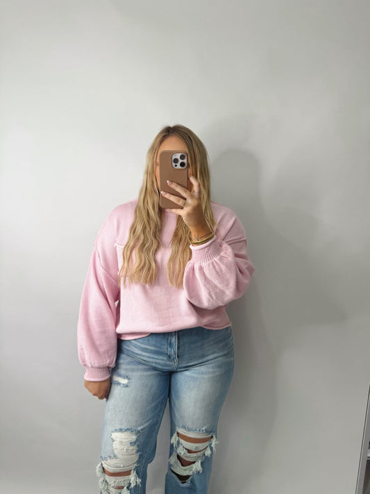 The Autumn | Pink Balloon Sleeve Sweater