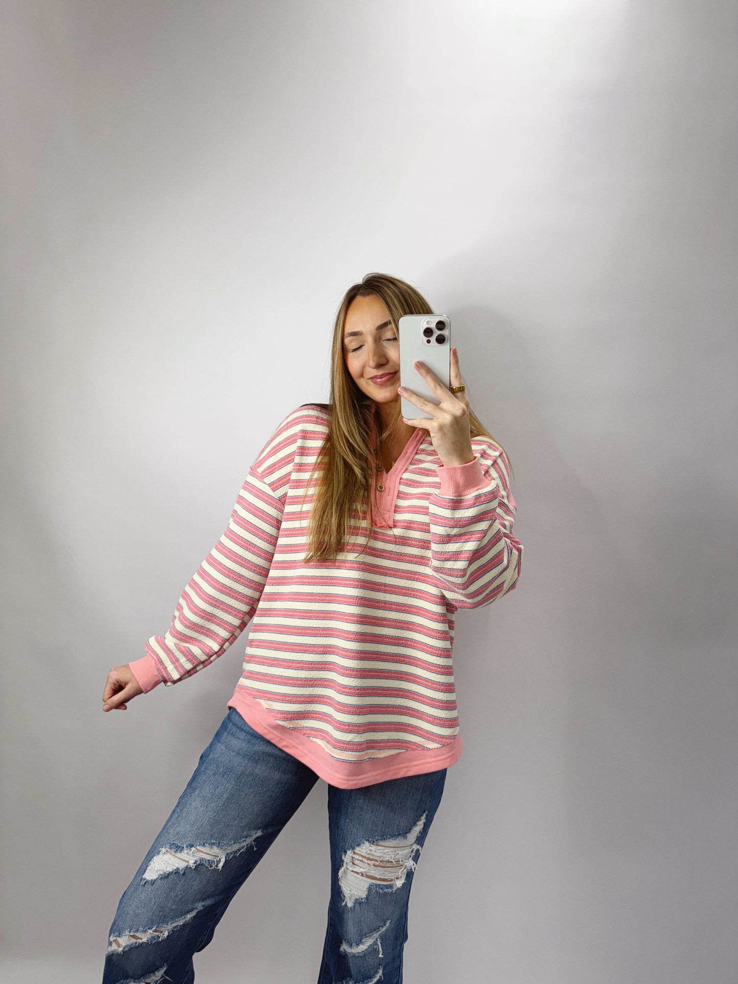 The Alyssa | Pink and White Stripe Top