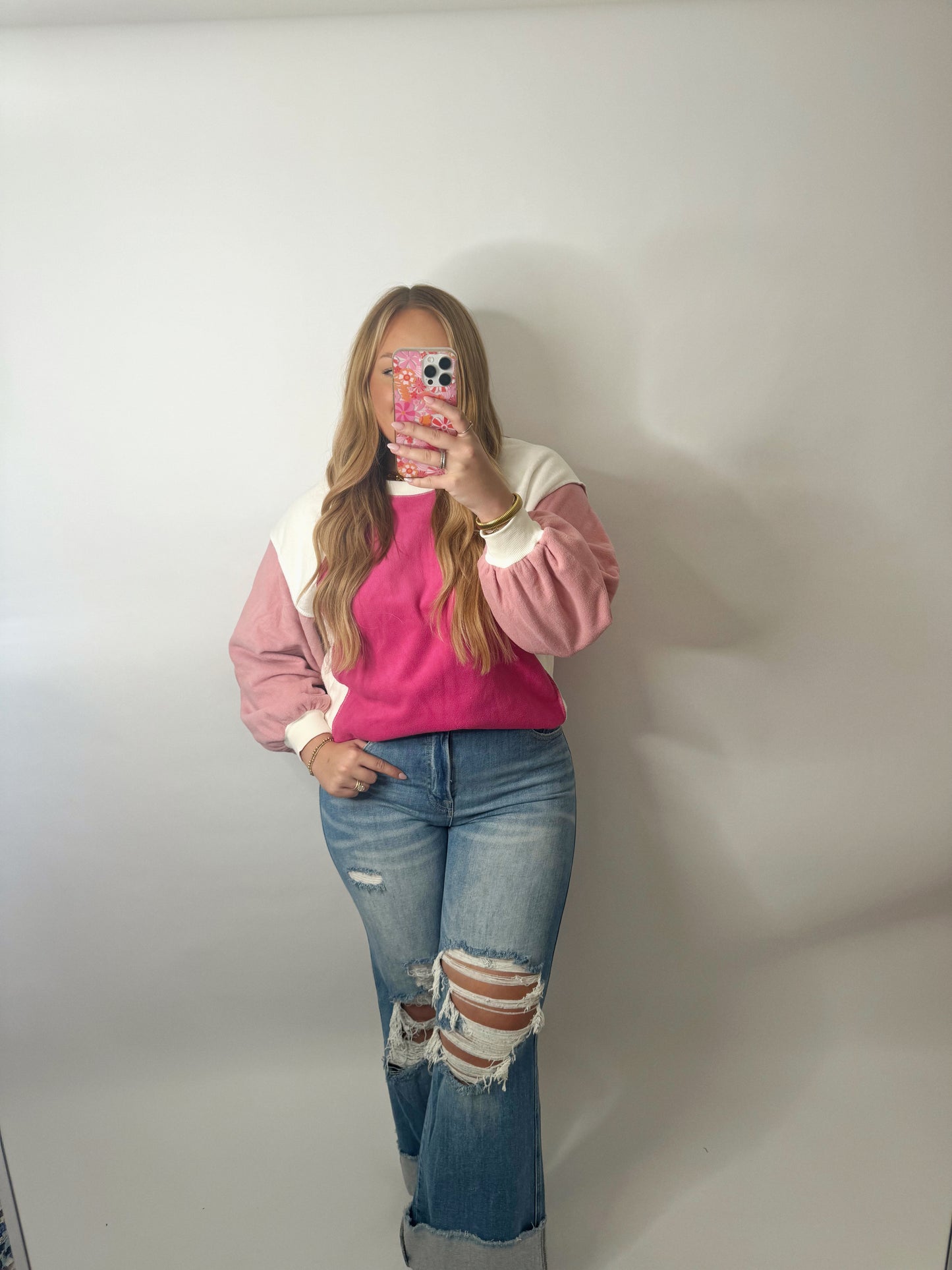 The Eileen | Pink Fleece Top