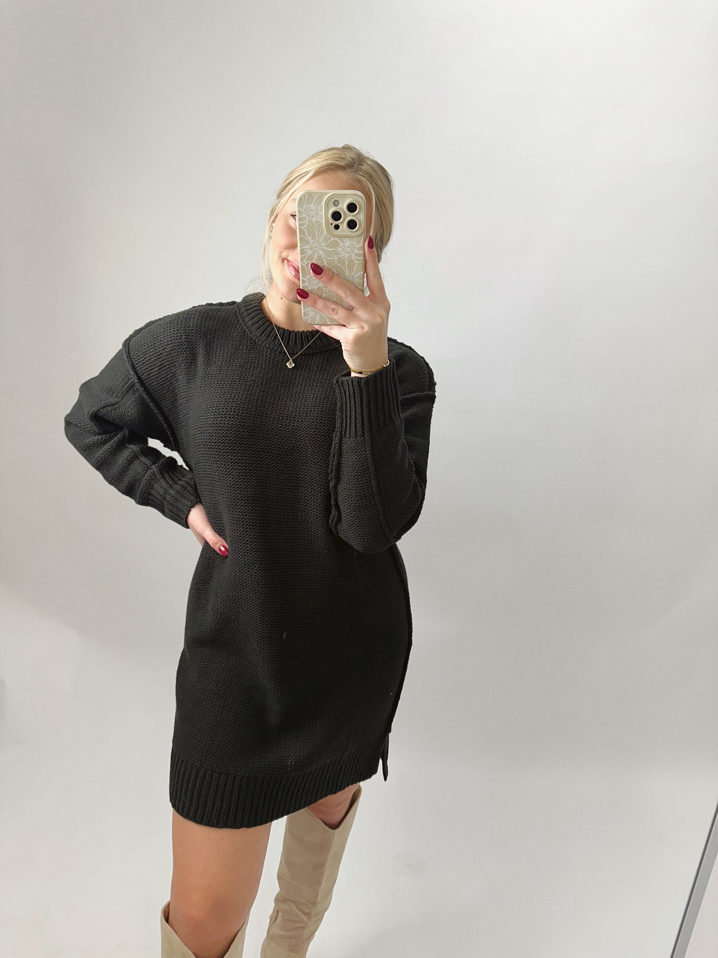 The Rebecca | Black Sweater Dress