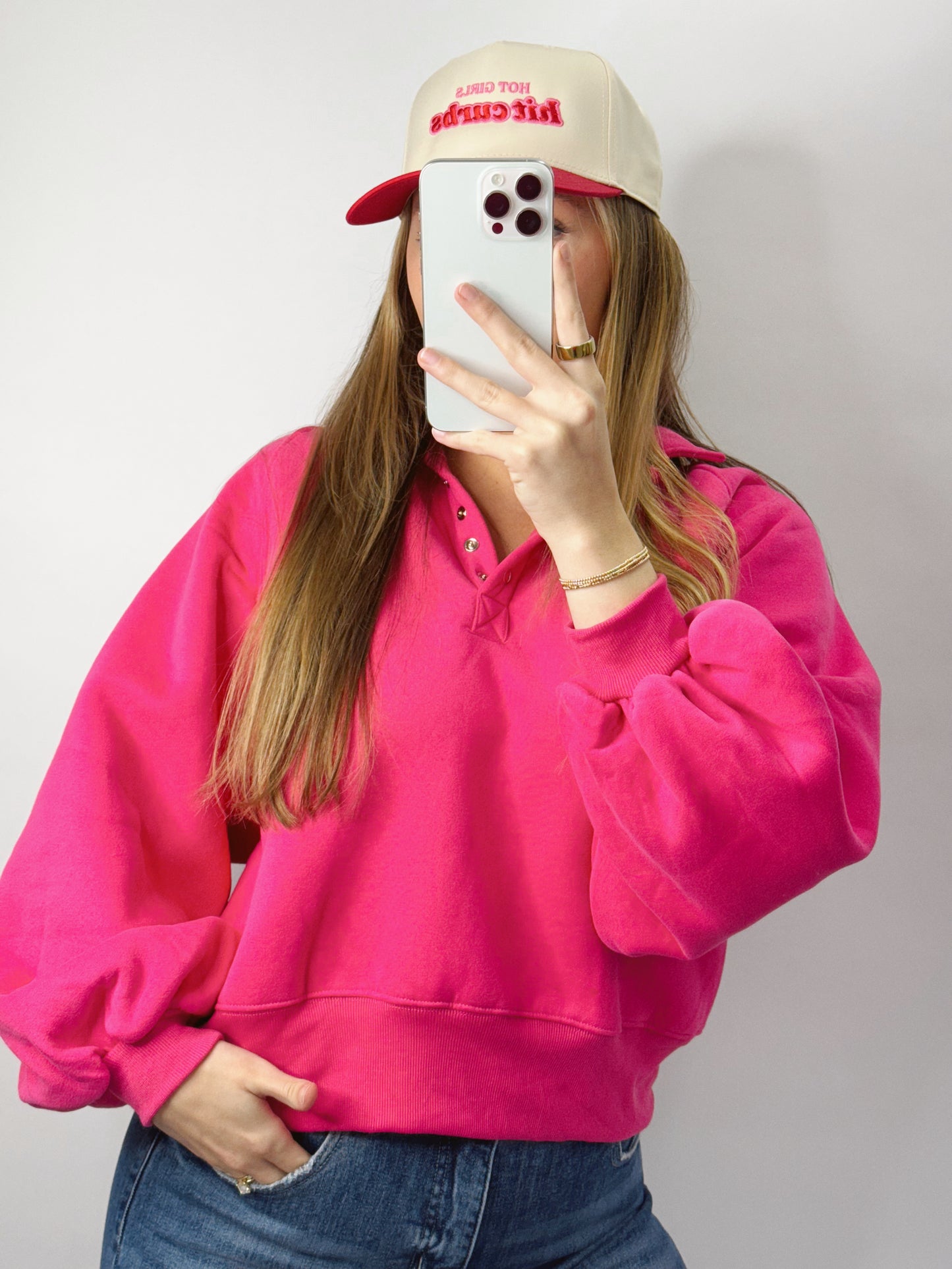 The Paige | Hot Pink Collared Pullover