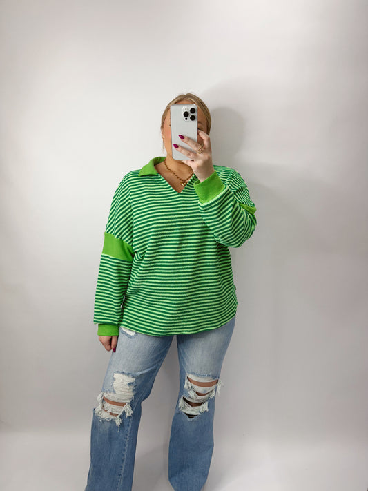 The Phoebe | Green Striped Top