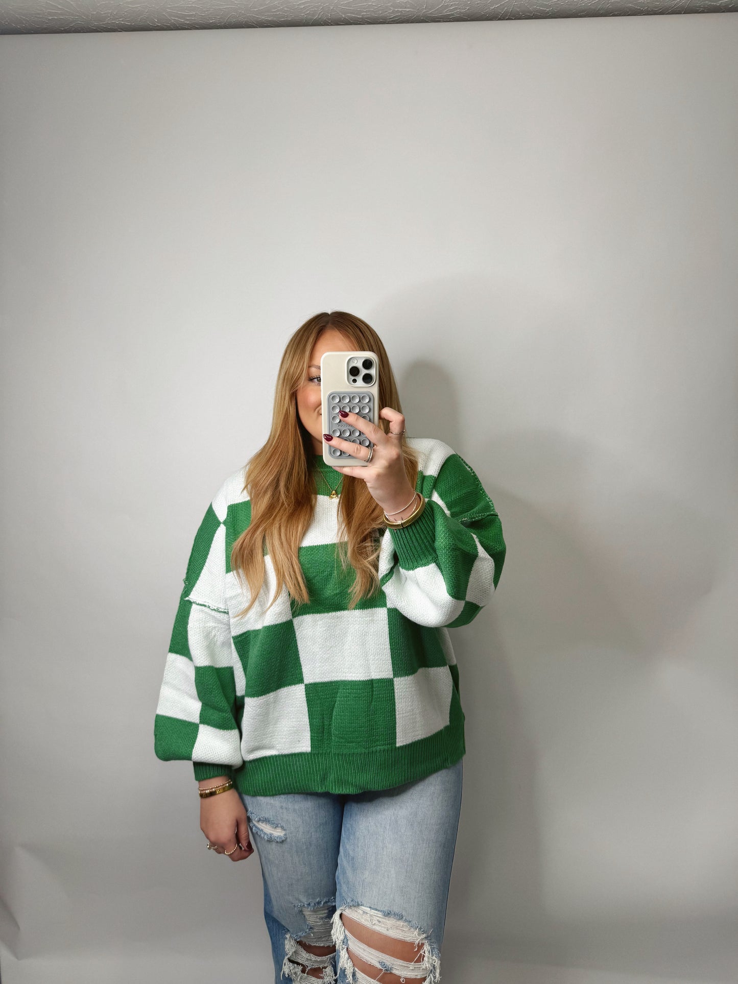 The Sydney | Green Checkered Sweater