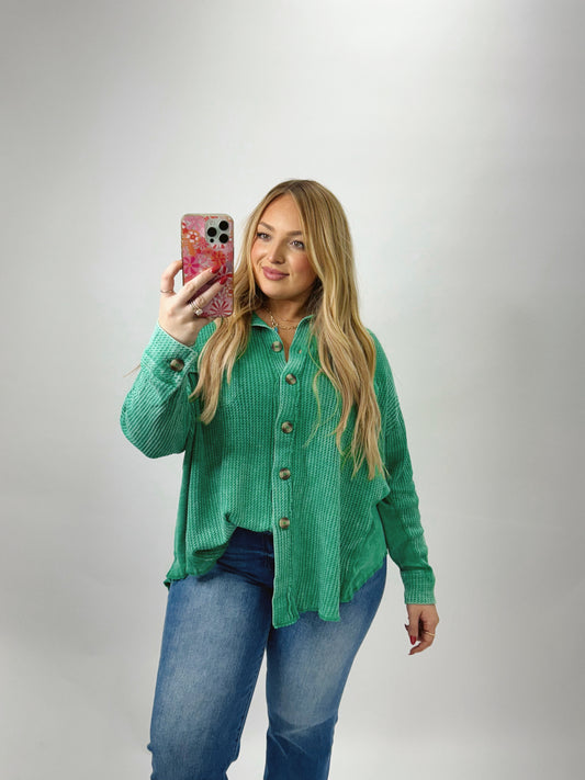 The Morgan | Green Button Up